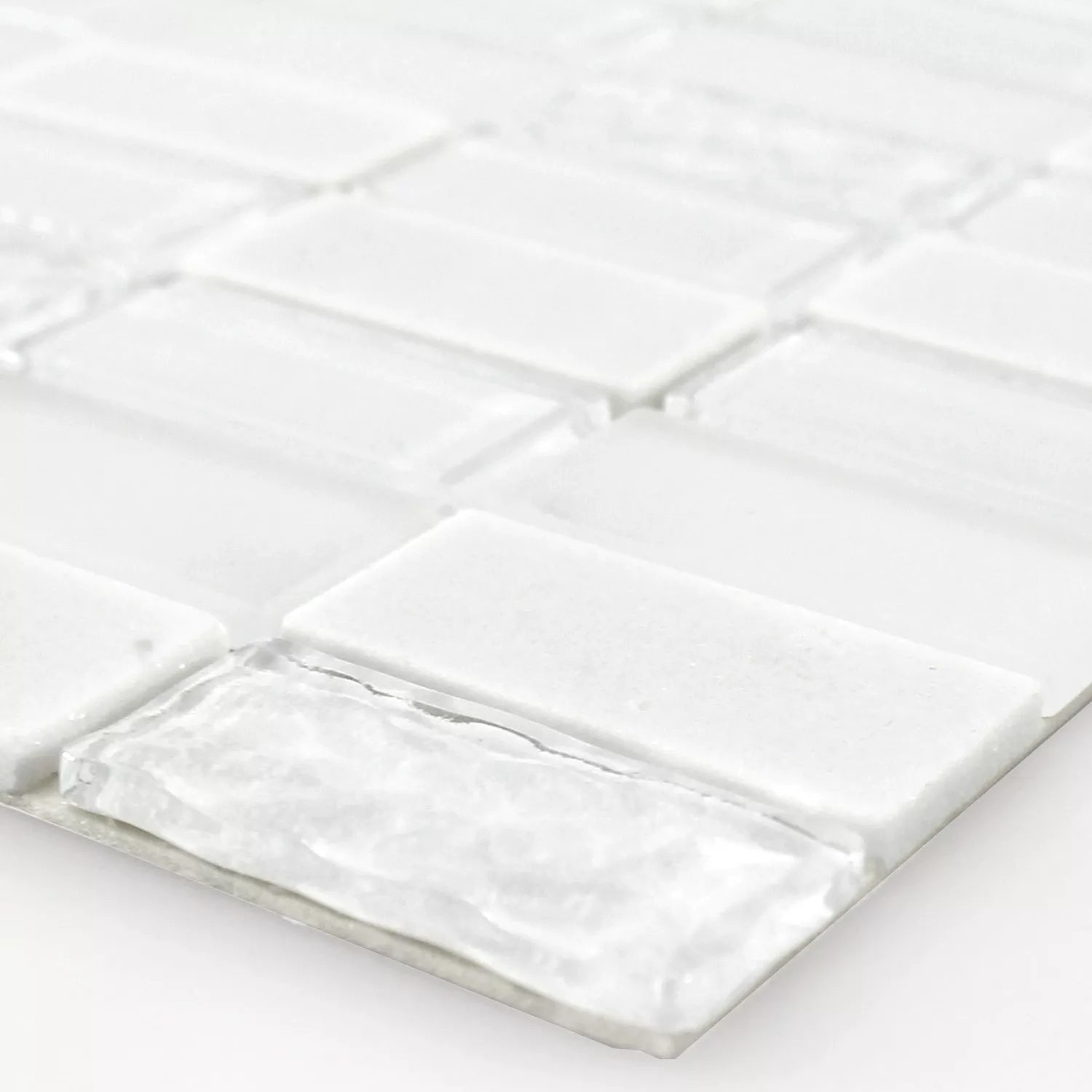 Self Adhesive Mosaic Natural Stone Glass Mix White Polished
