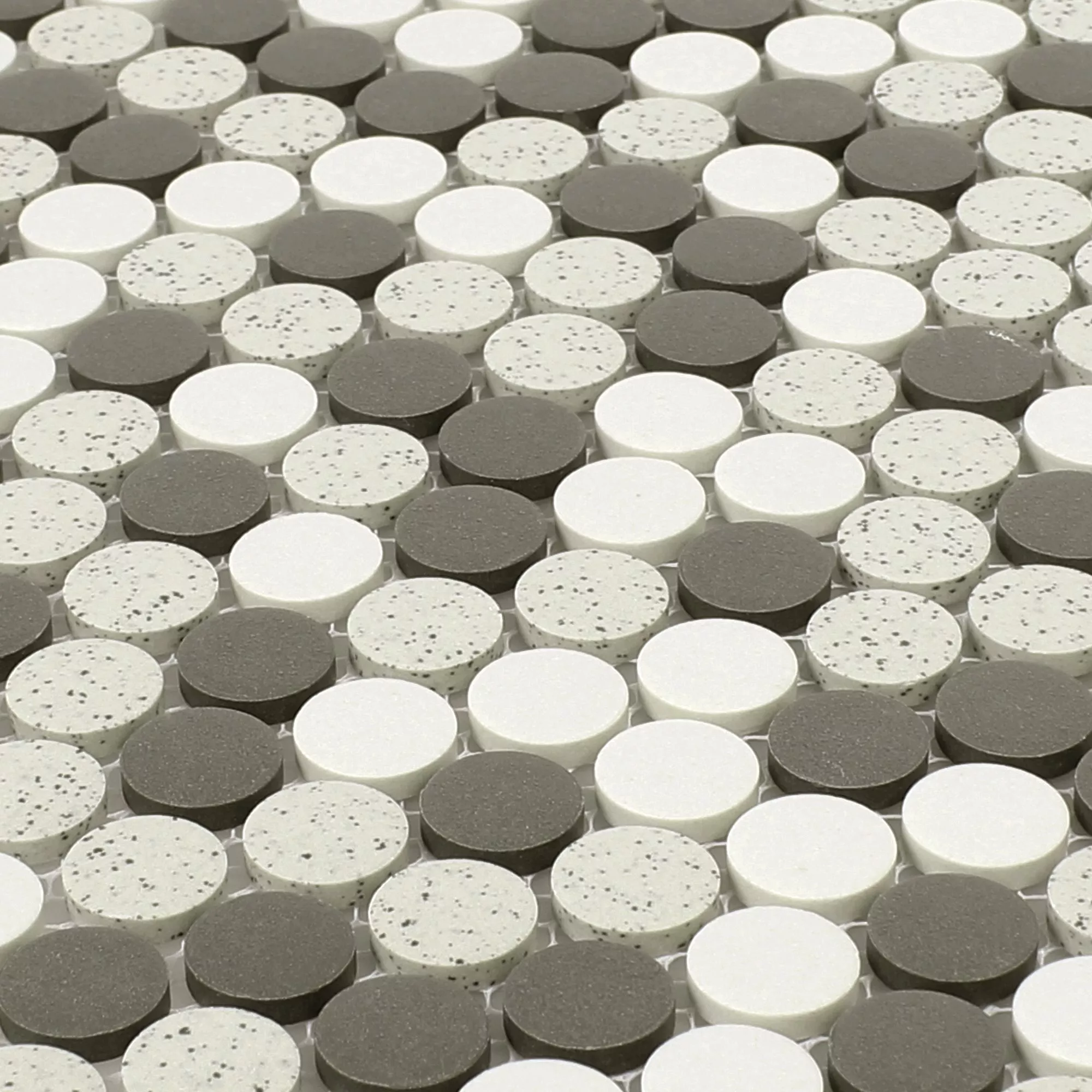 Ceramic Mosaic Tiles Monforte Black Grey Button