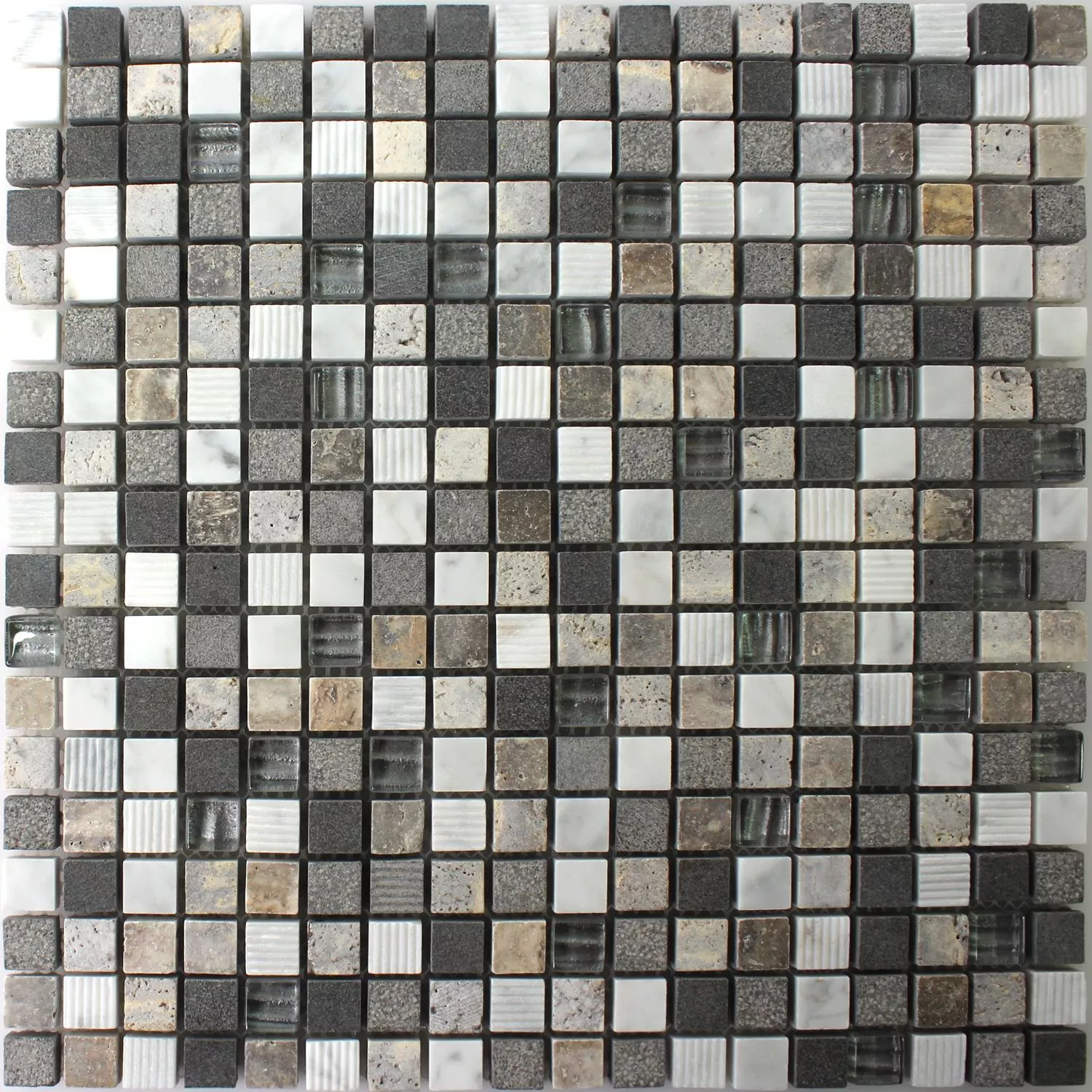 Sample Mosaic Tiles Glass Natural Stone Isola Grey Brown