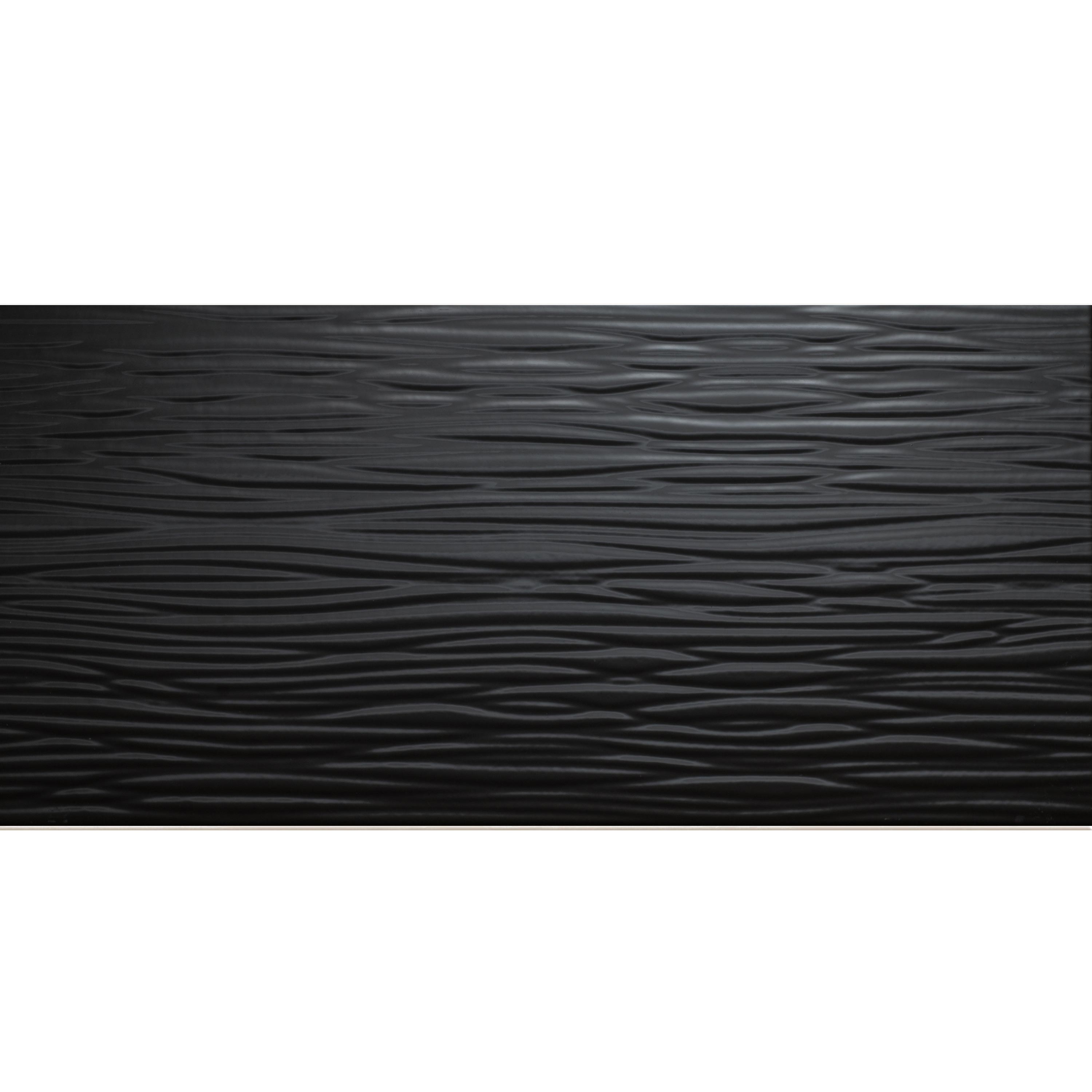 Wall Tiles Norway Structured Glossy 25x50cm Black