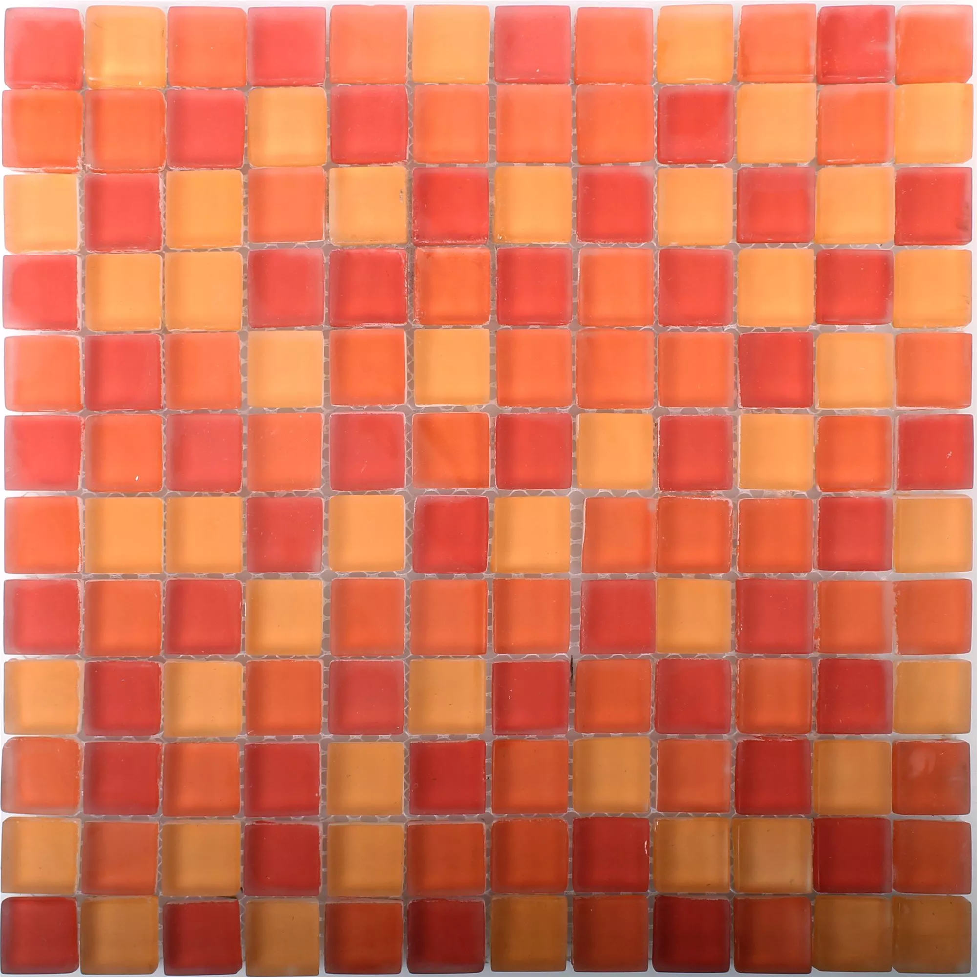 Sample Glass Mosaic Tiles Blossom Red Orange Mix Mat