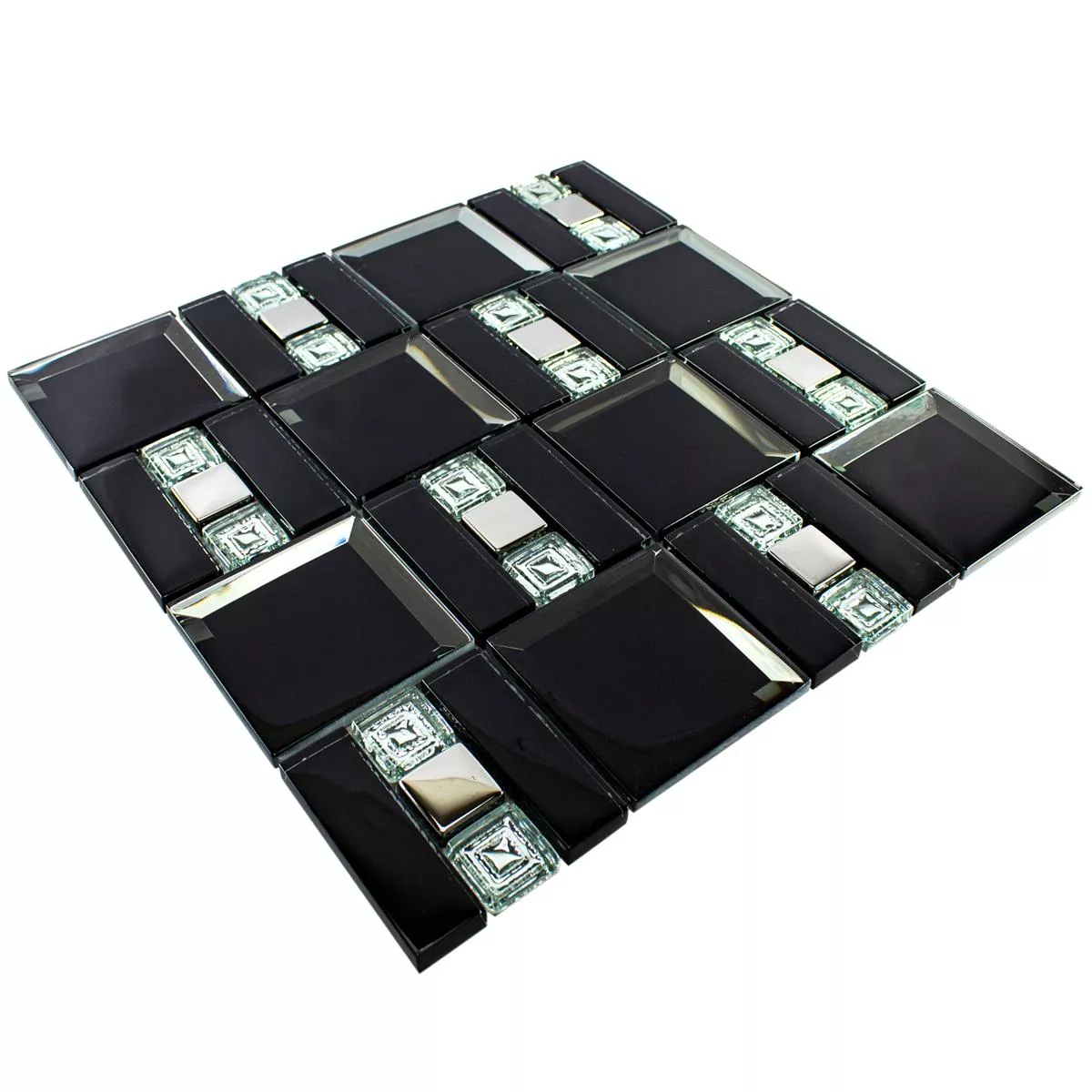 Sample Glass Mosaic Tiles Magical Black Silver