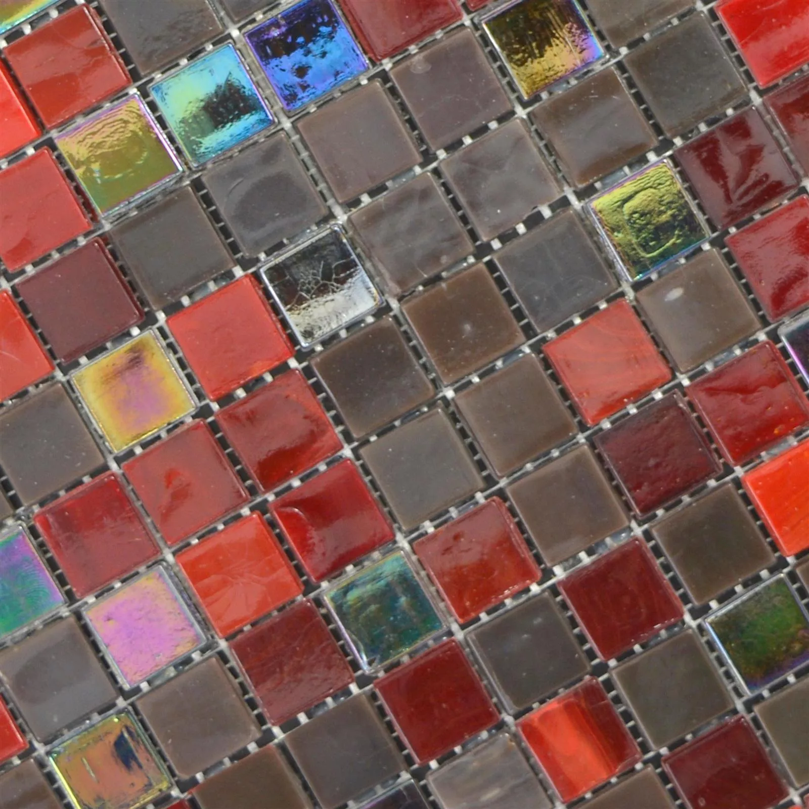 Glass Mosaictiles Rexford Nacre Effect Brown Red