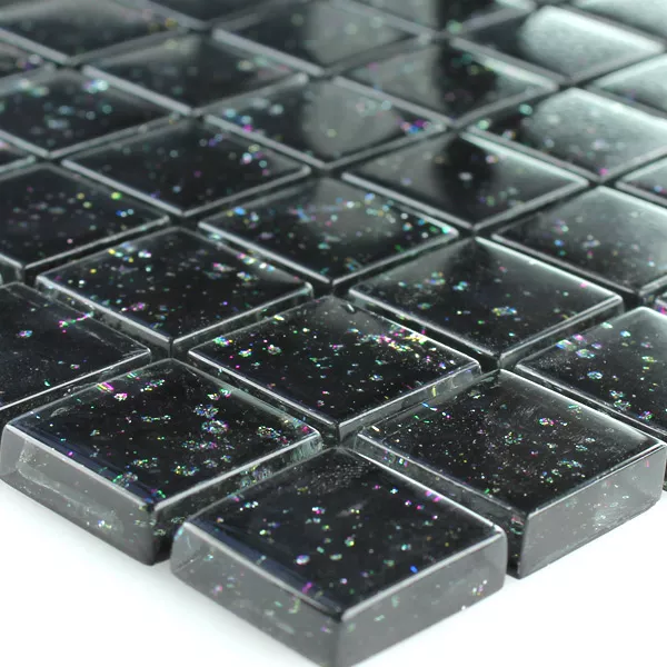 Mosaic Tiles Glass Night Black Glitter 23x23x8mm