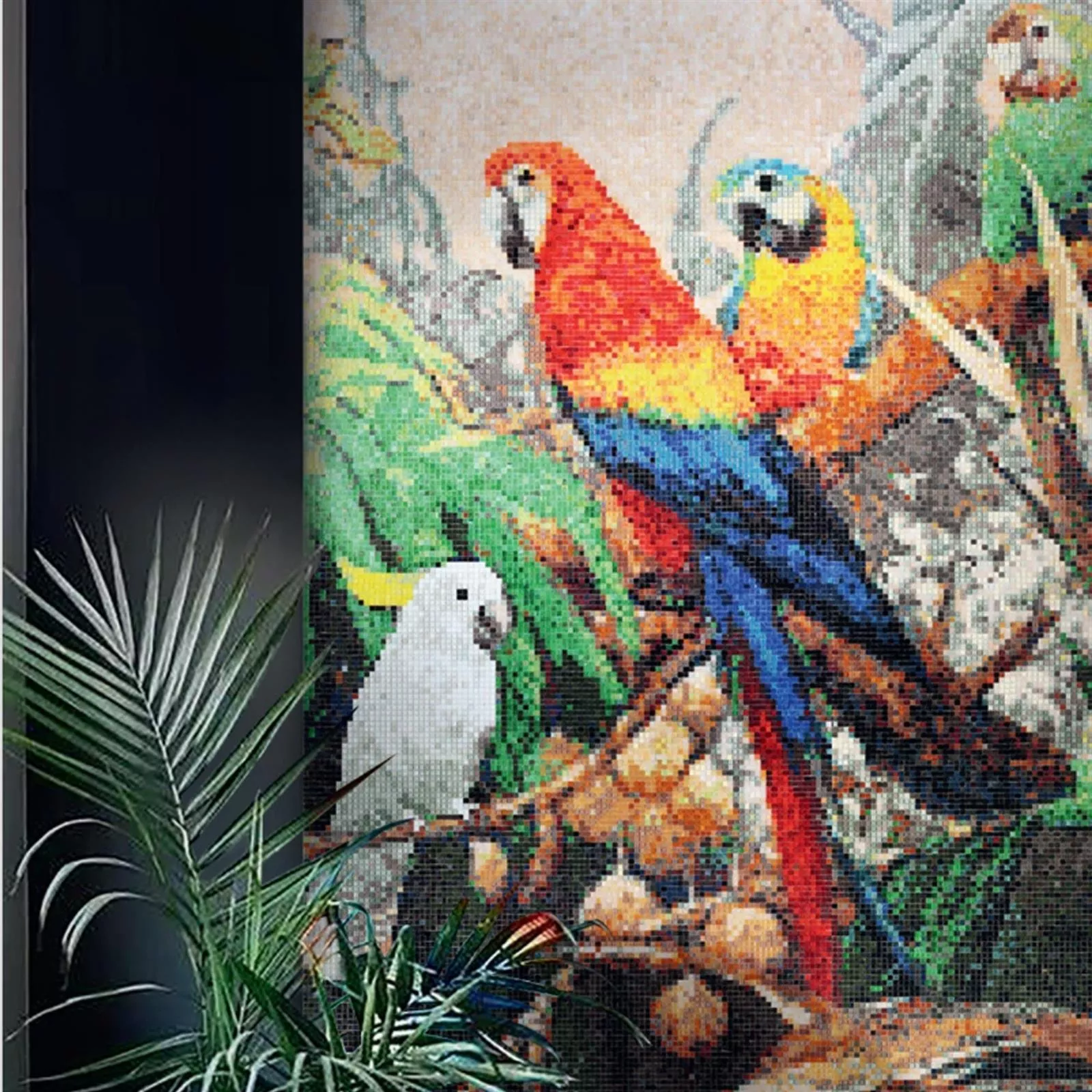 Glass Mosaic Picture Parrots 100x240cm