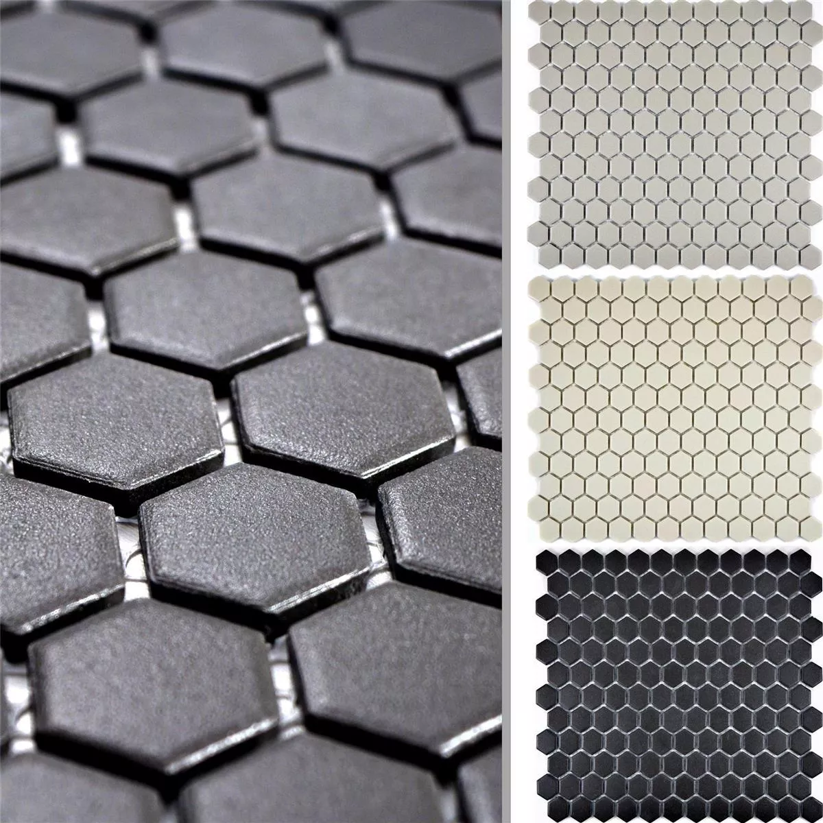 Sample Ceramic Mosaic Tiles Hexagon Zeinal Unglazed R10B