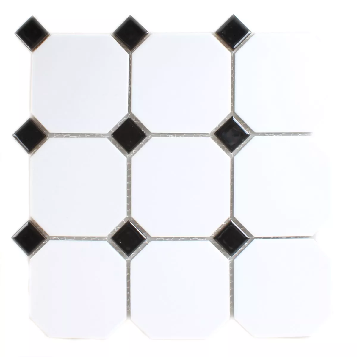 Mosaic Tiles Ceramic Octagon White Black Mix