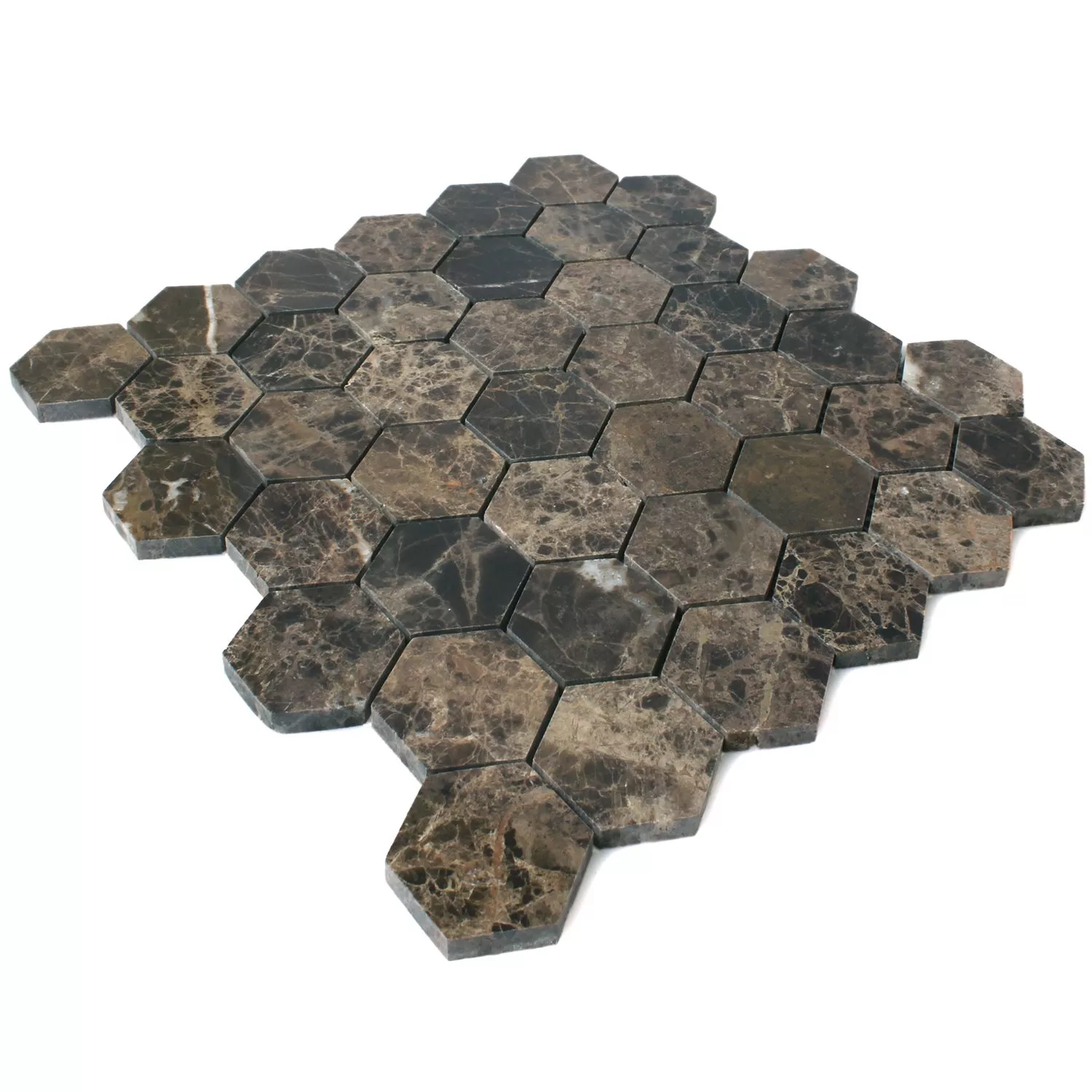 Mosaic Tiles Marble Xalapa Hexagon Emperador Polished