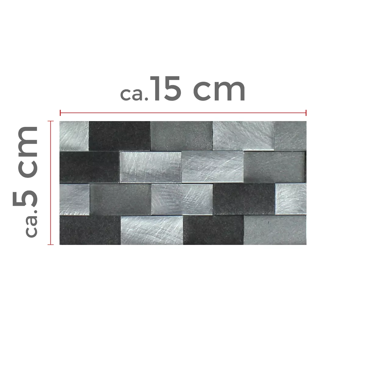 Sample Mosaic Tiles 3D Alu Metal Black Grey