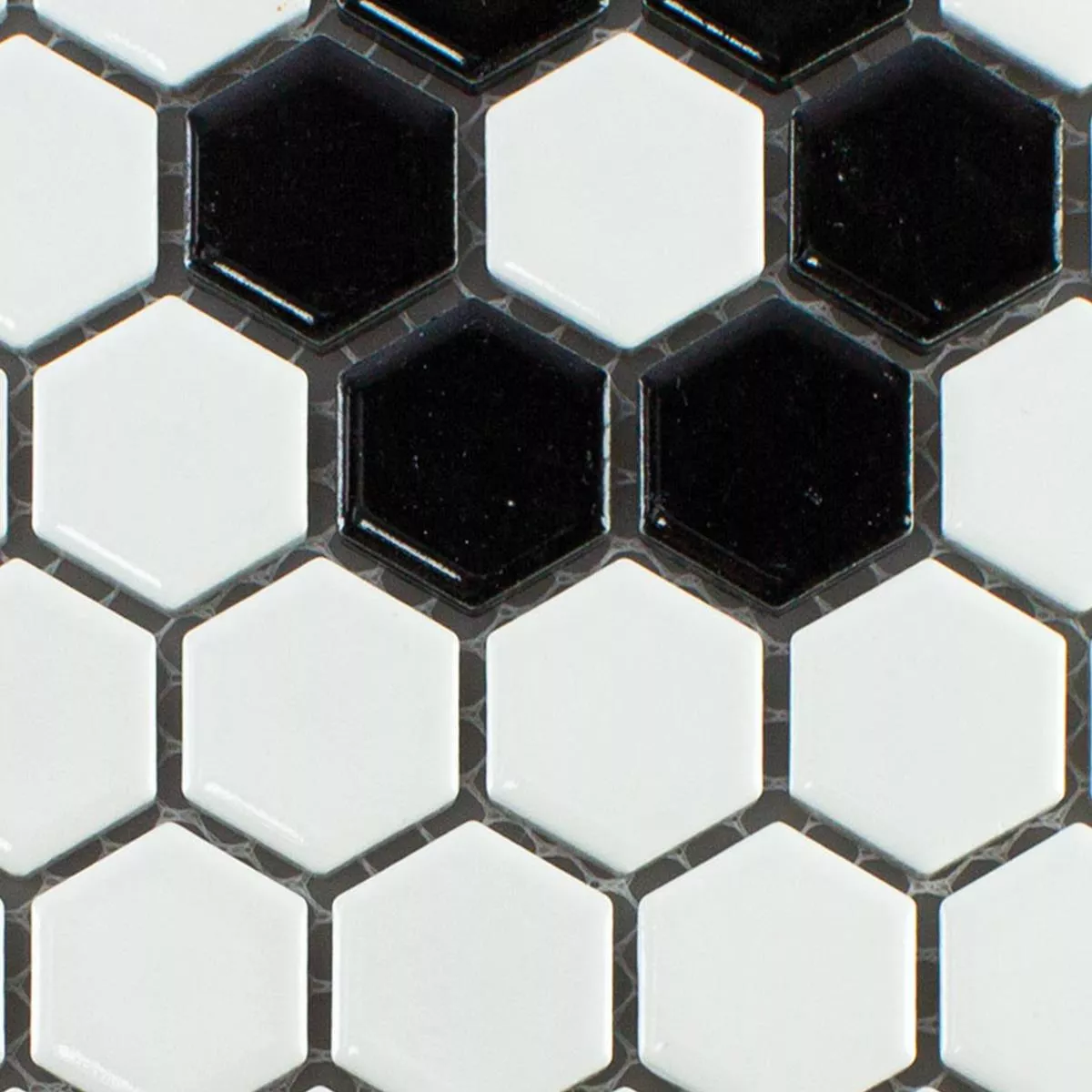 Sample Ceramic Mosaic Tile Carlsbad Flower Black Blanc