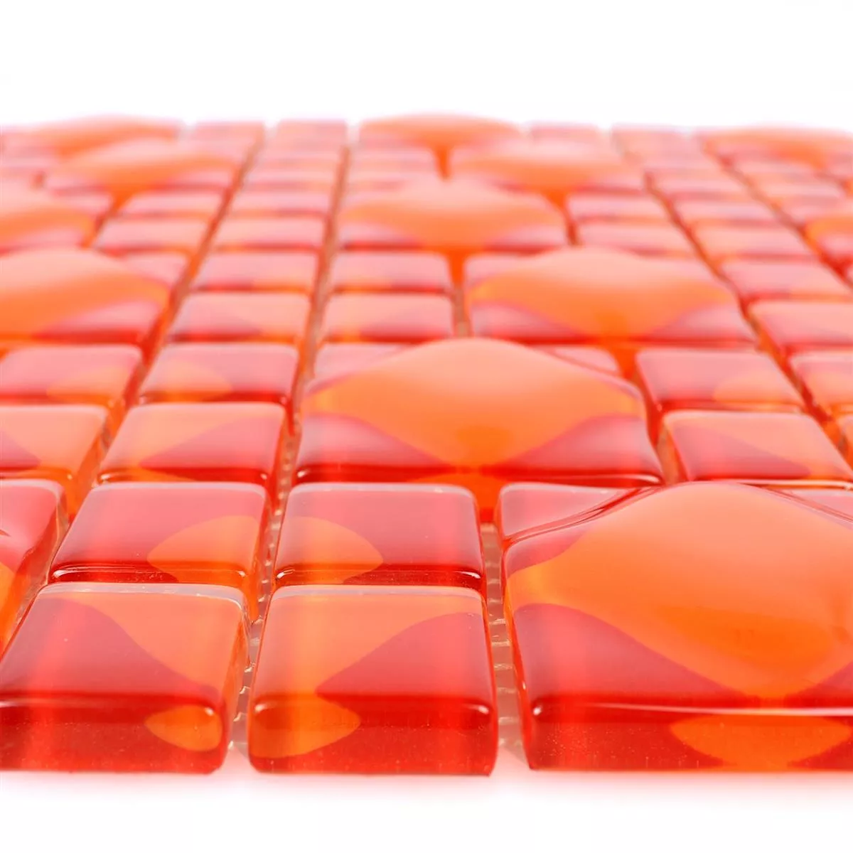 Glass Mosaic Tiles Nokta Red Orange 3D