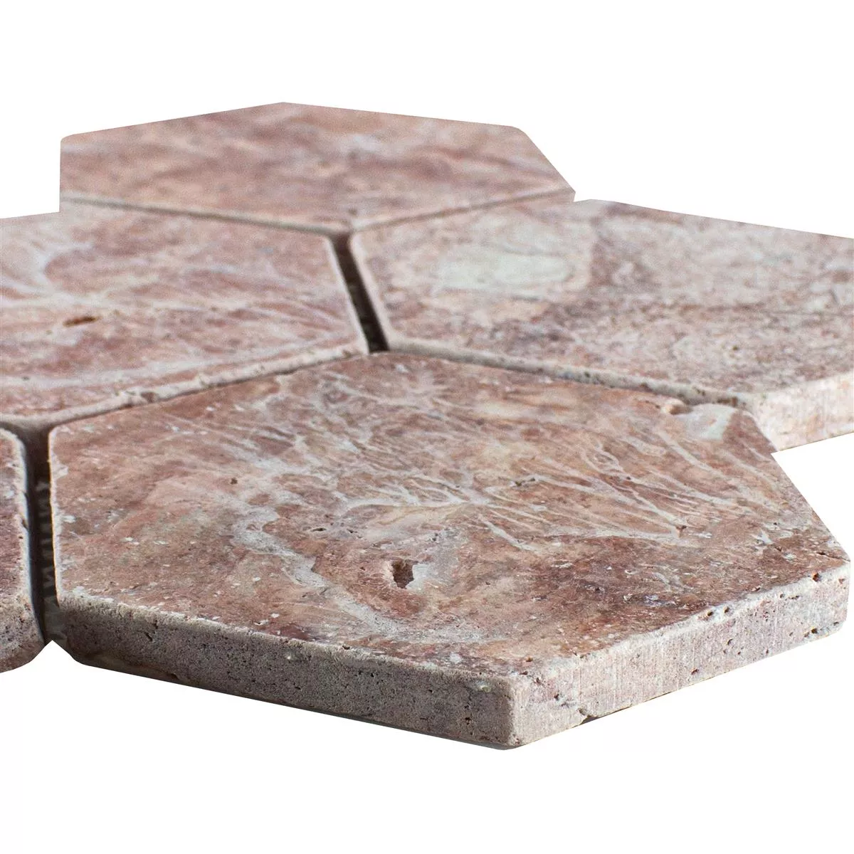 Travertine Natural Stone Mosaic Tiles Mercado Hexagon Red Travertine Natural Stone Mosaic Tiles Mercado Hexagon Red