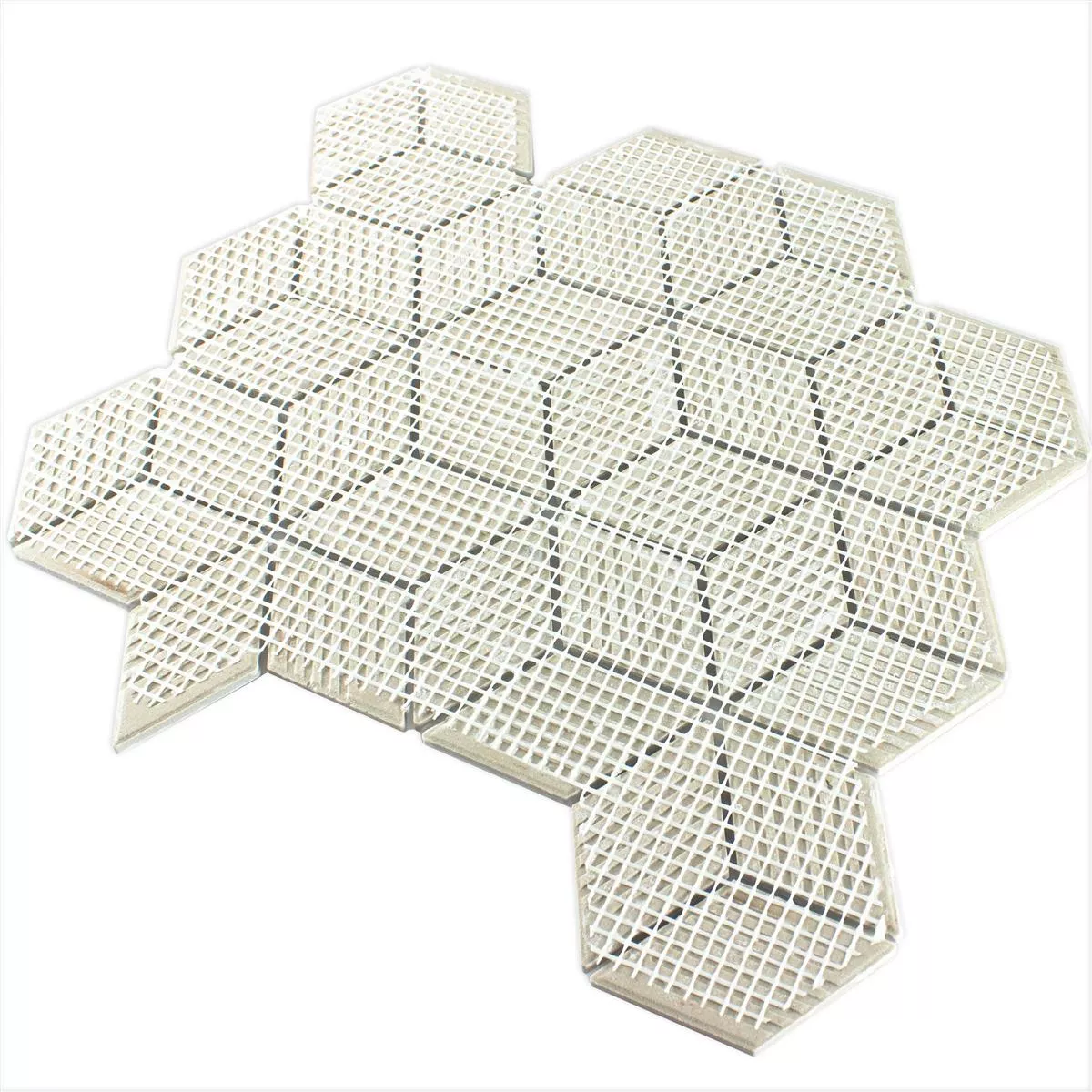Ceramic Mosaic Tiles Cavalier 3D Cube Mat Blanc