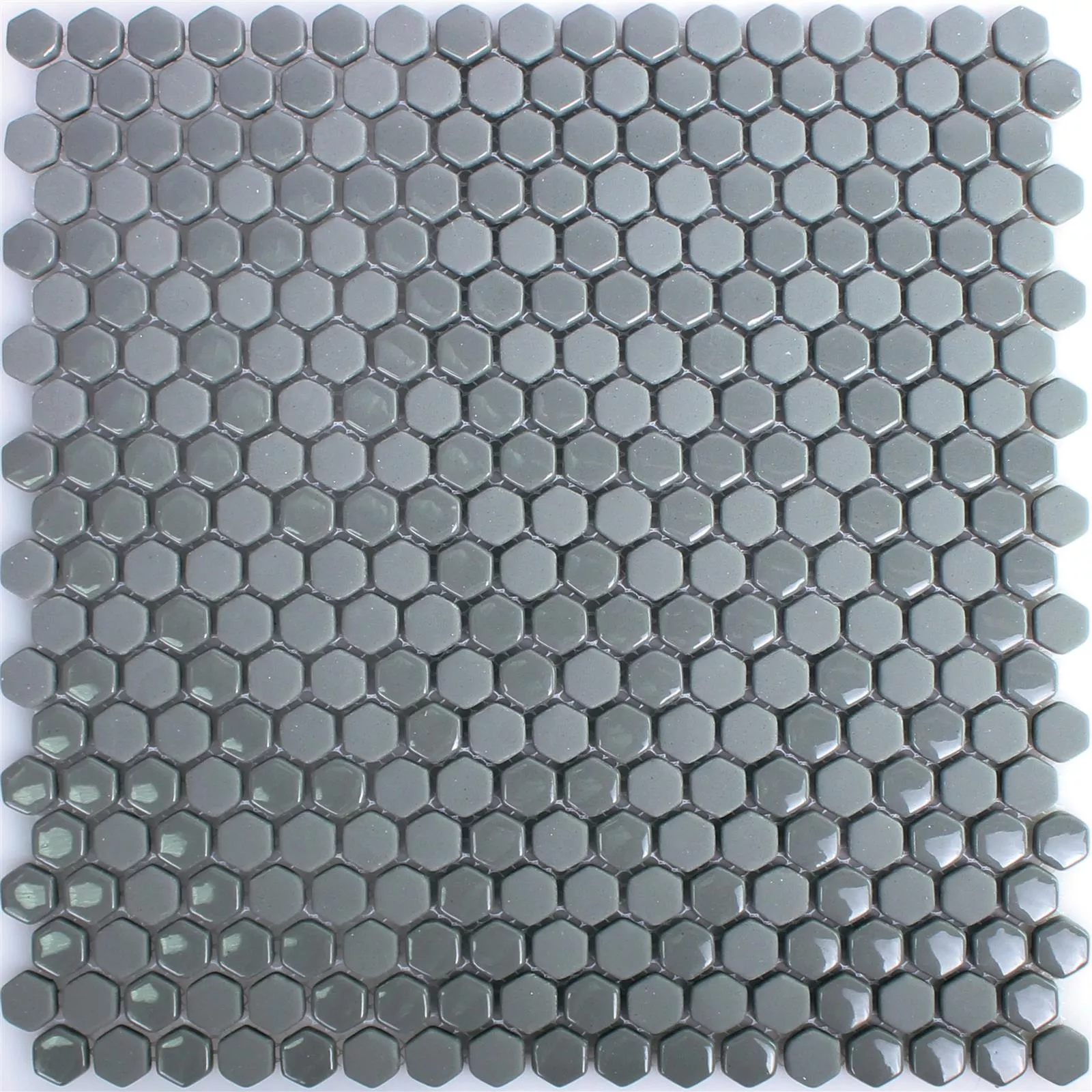 Glass Mosaic Tiles Brockway Hexagon Eco Grey