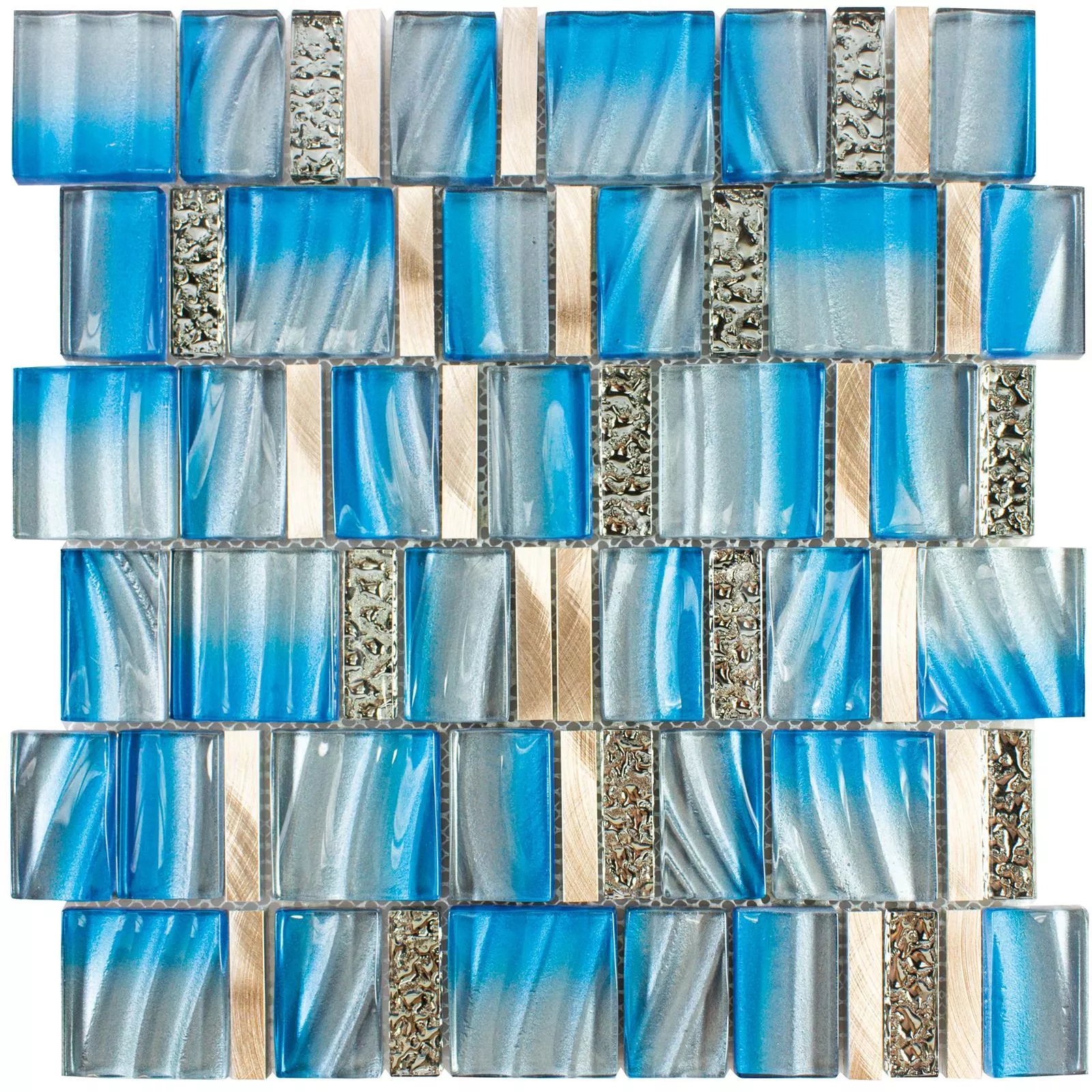 Sample Glass Metal Mosaic Tiles Union Blue Copper