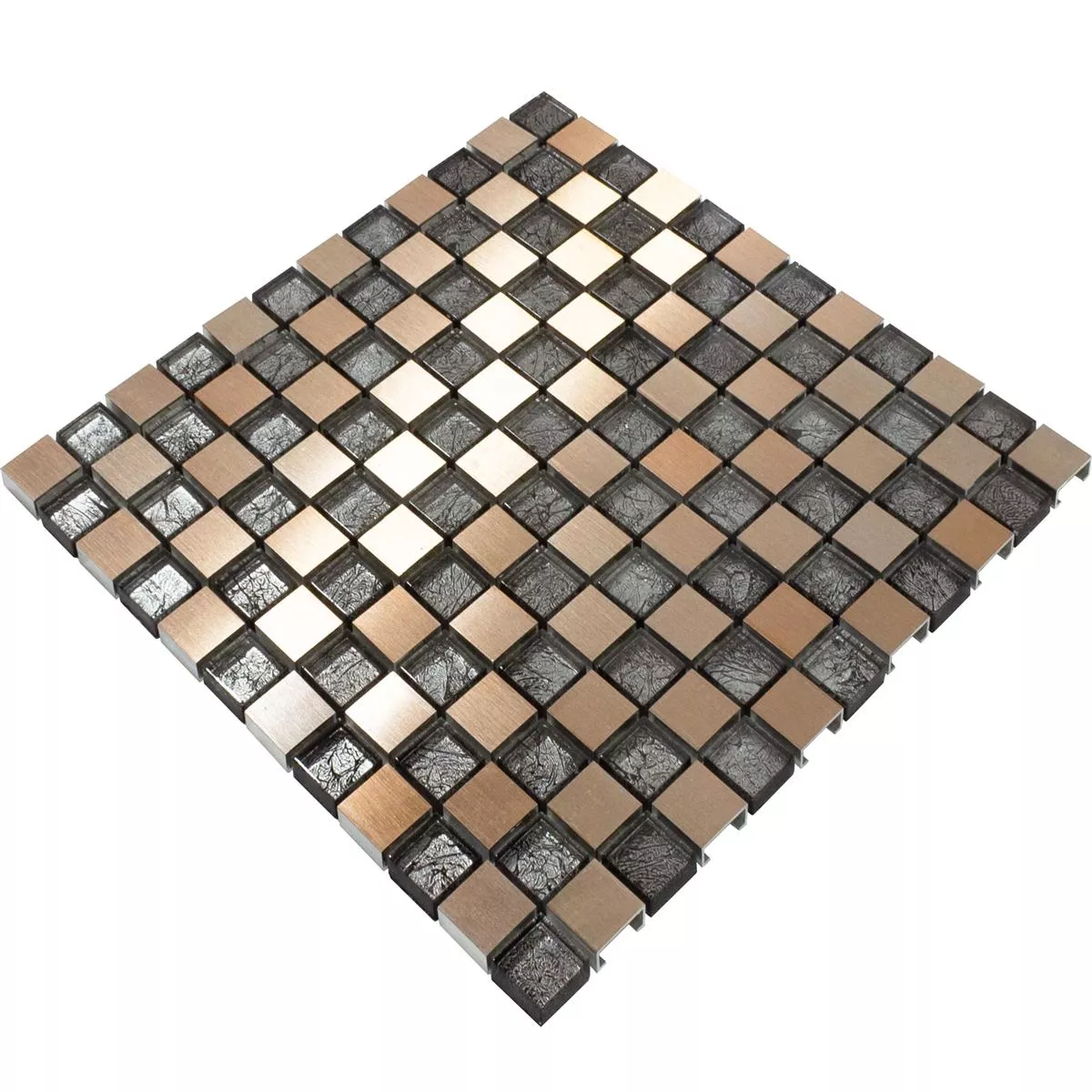 Sample Glass Aluminium Mosaic Tiles Eldorien Copper-Grey