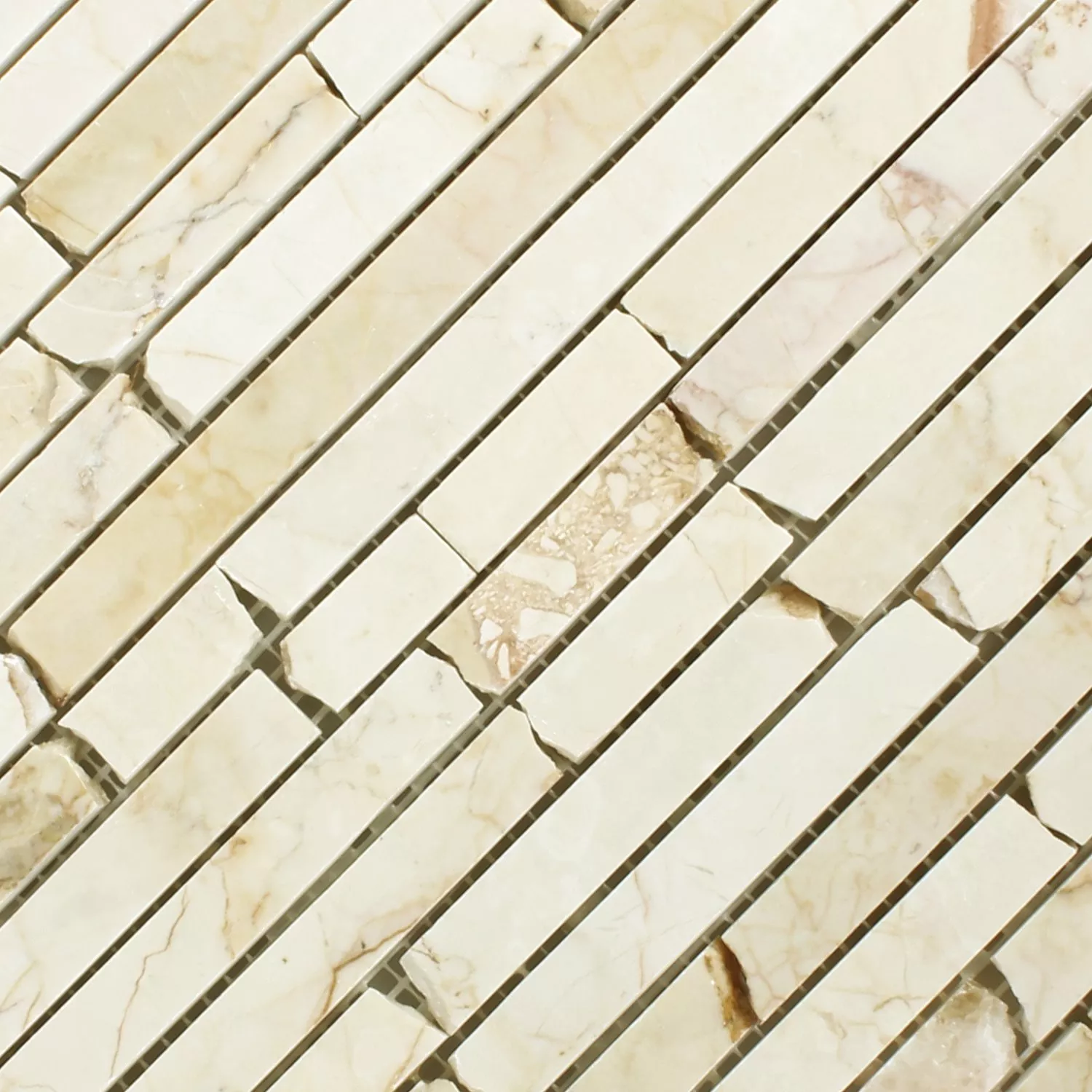 Marble Brick Mosaic Tiles Golden Cream Polished