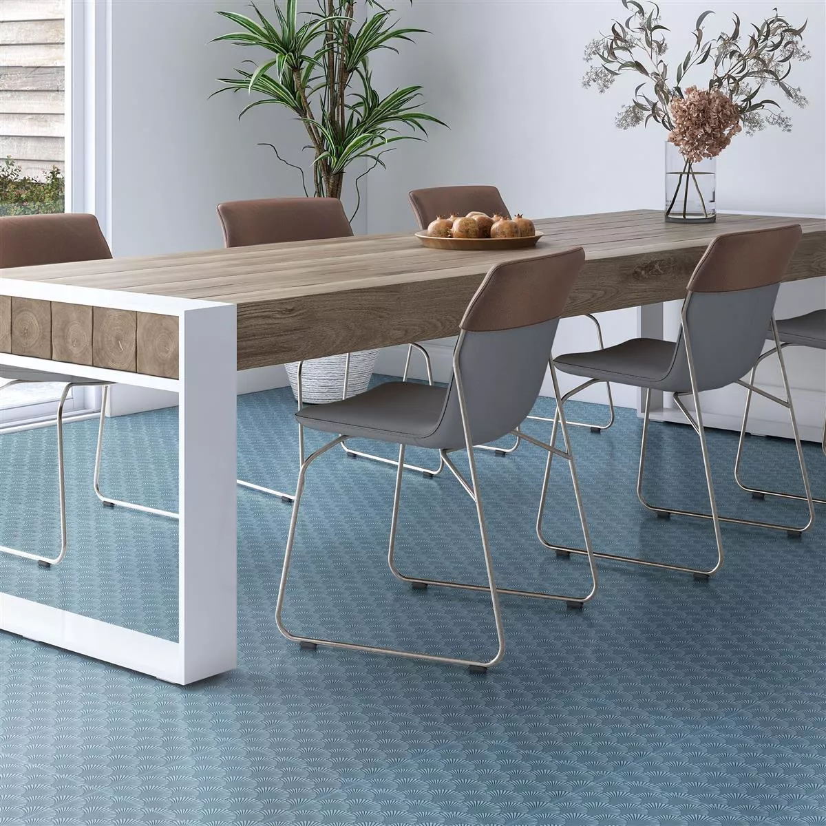 Floor Tiles Cement Optic Wildflower Blue Decor 18,5x18,5cm