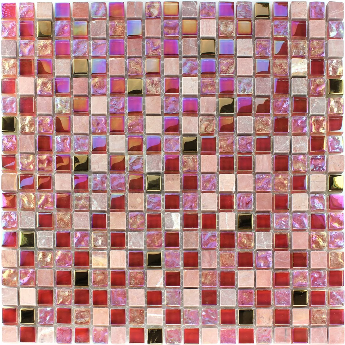 Mosaic Tiles Glass Natural Stone Red Pink Gold