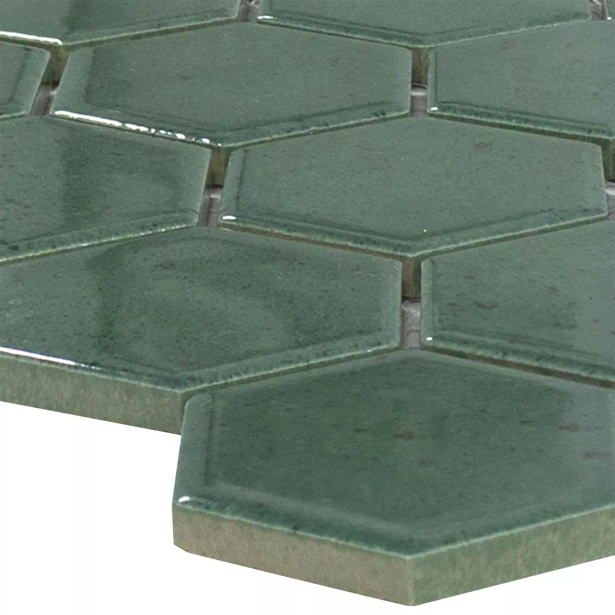 Sample Ceramic Mosaic Tiles Eldertown Hexagon Dark Green