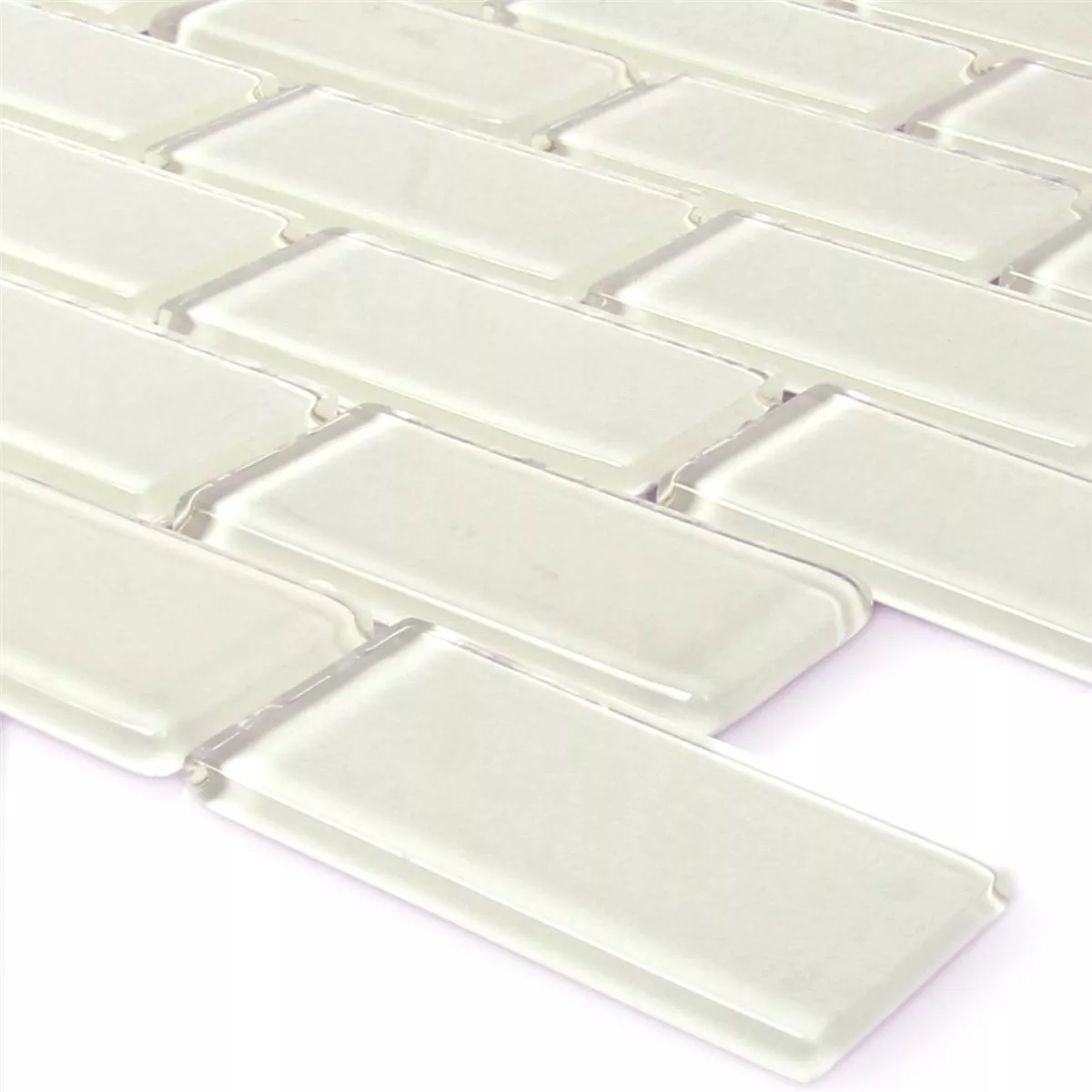 Sample Glass Mosaic Tiles Cunda Brick Blanc Glossy