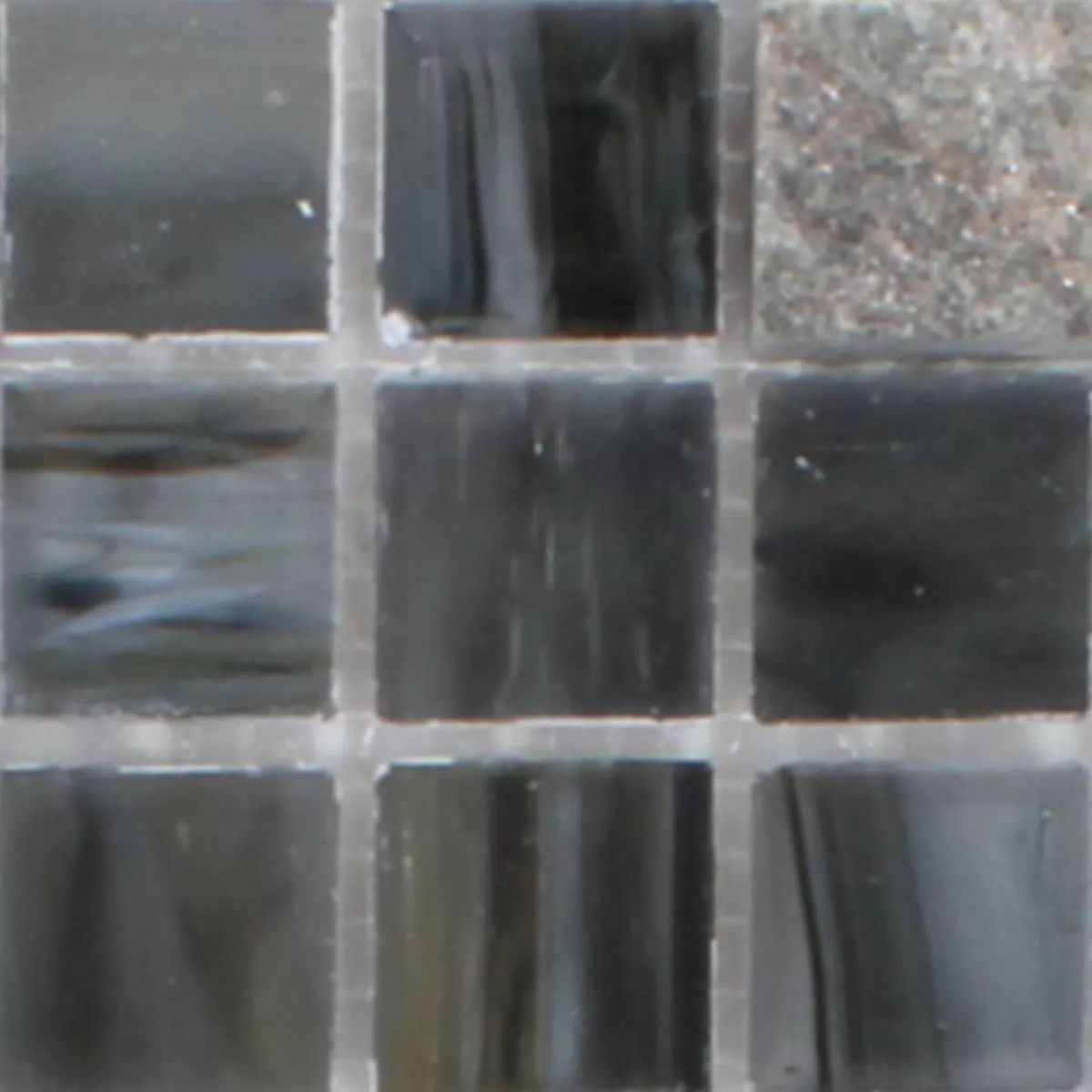 Sample Glass Natural Stone Mosaic Daily Rush Black Grey