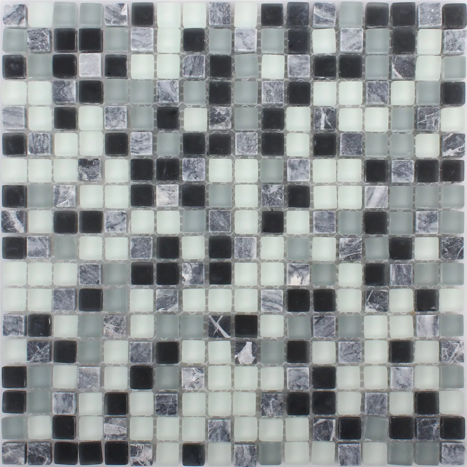 Sample Mosaic Tiles Marilia Black Grey White