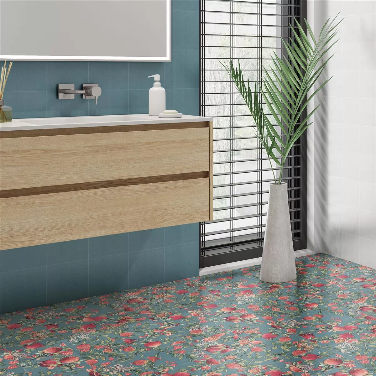 Sample Floor Tiles Flowerfield 18,5x18,5cm Blue Decor