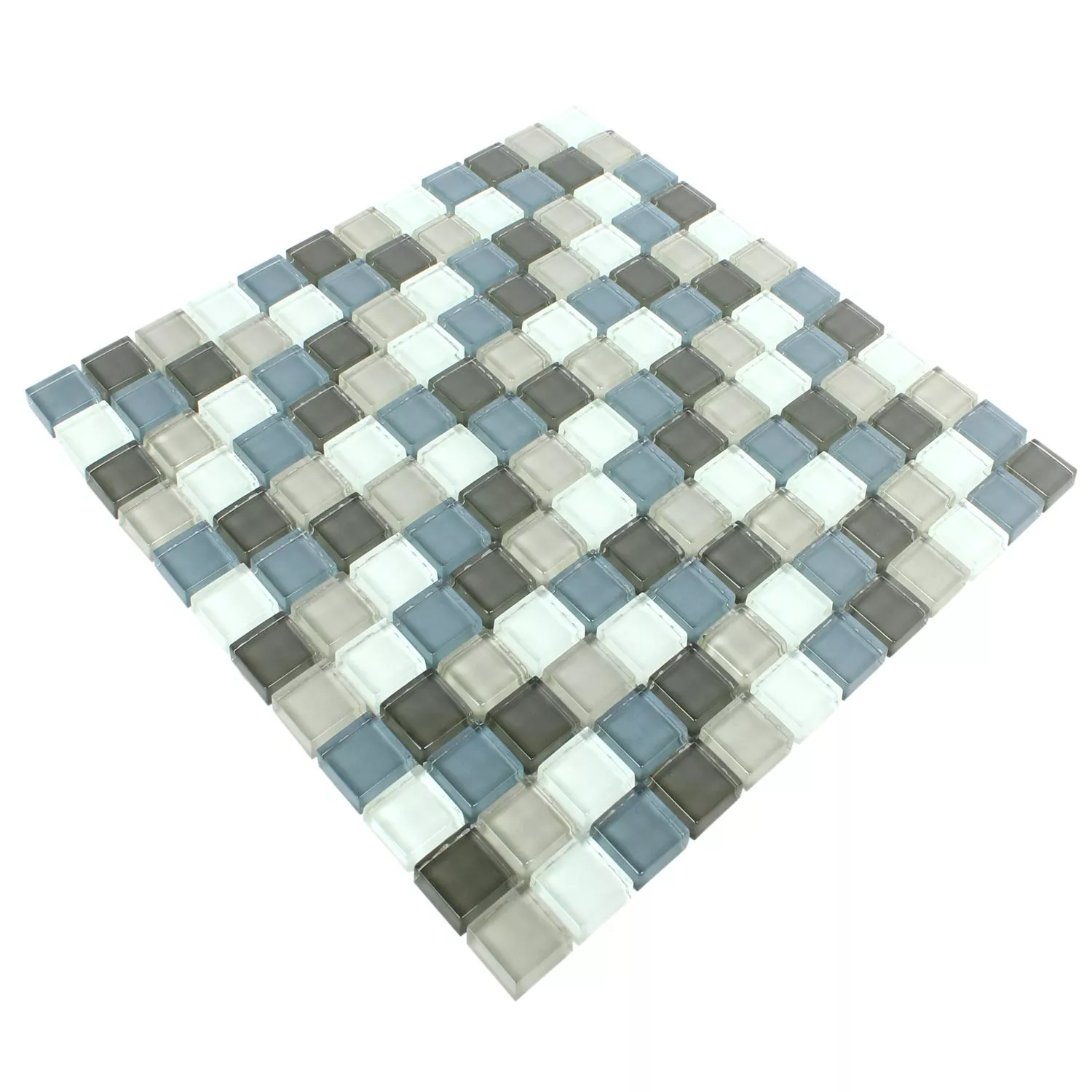 Mosaic Tiles Glass Palmas Grey Blue White