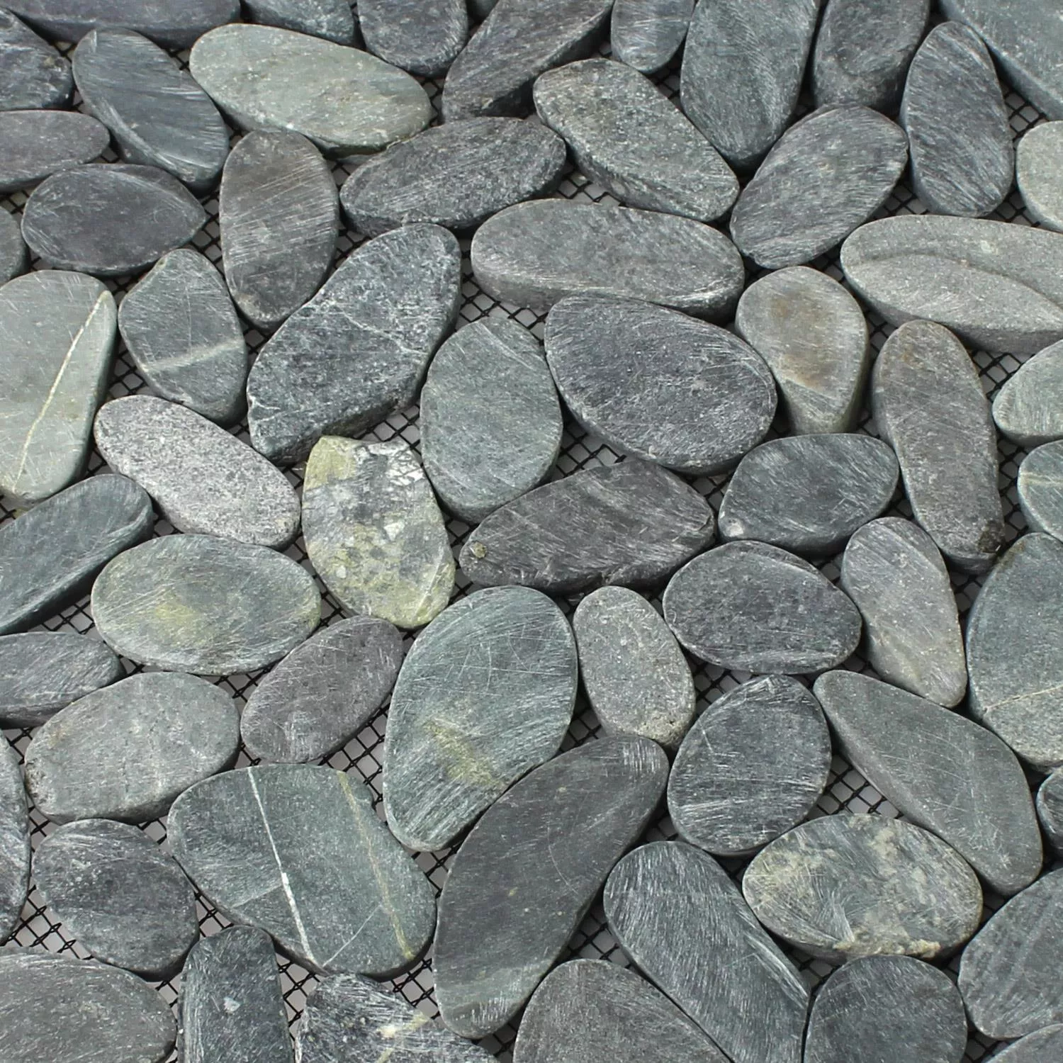 Mosaic Tiles River Pebbles Cut Black