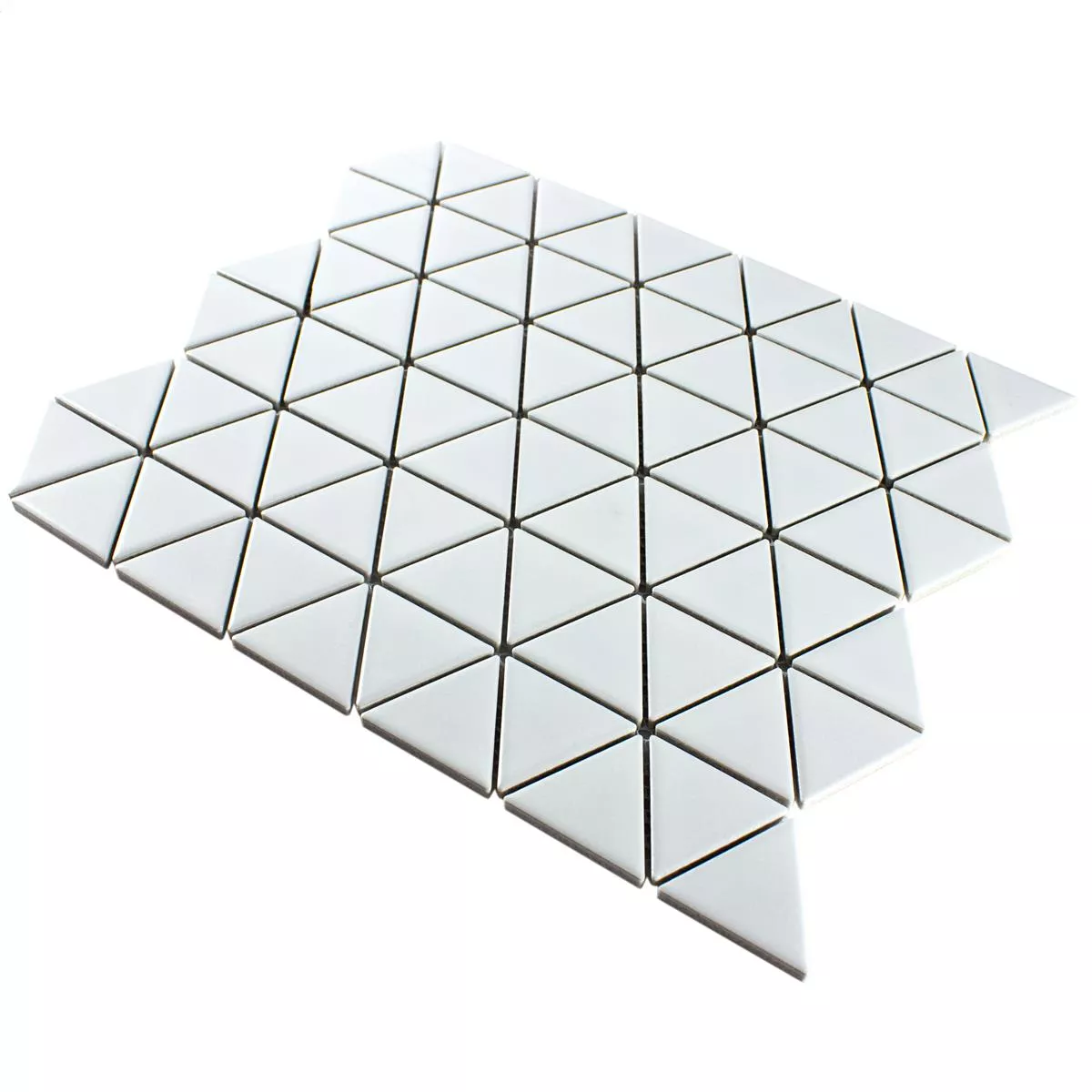 Sample Ceramic Mosaic Tiles Arvada Triangle Blanc Glossy