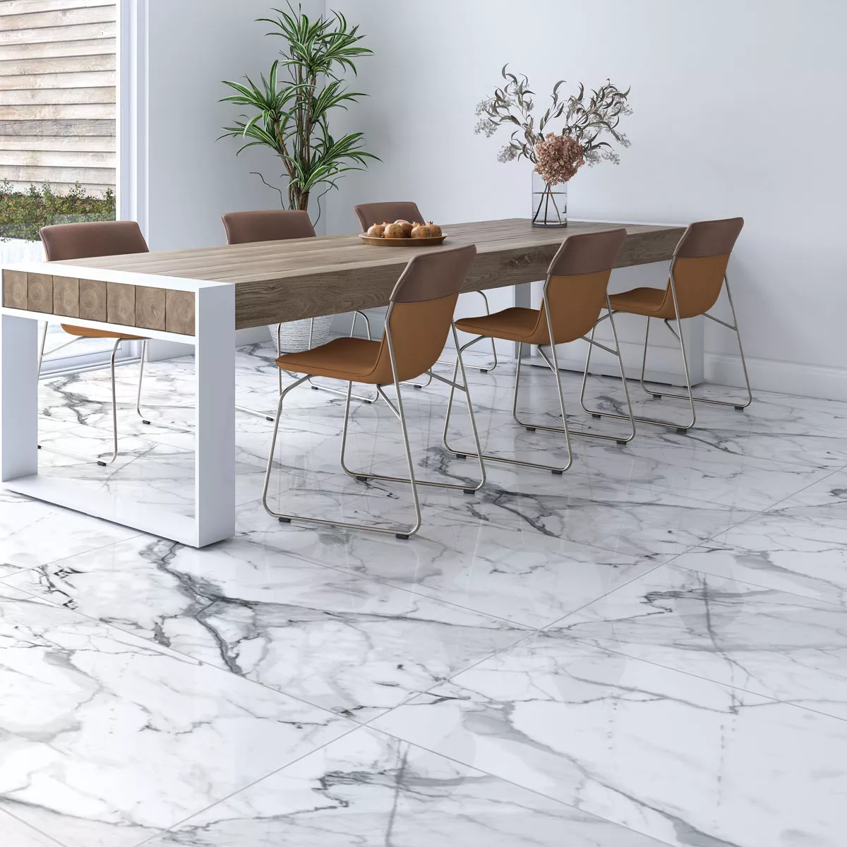 Floor Tiles Civita Marble Optic Blanc Grey Polished Glossy