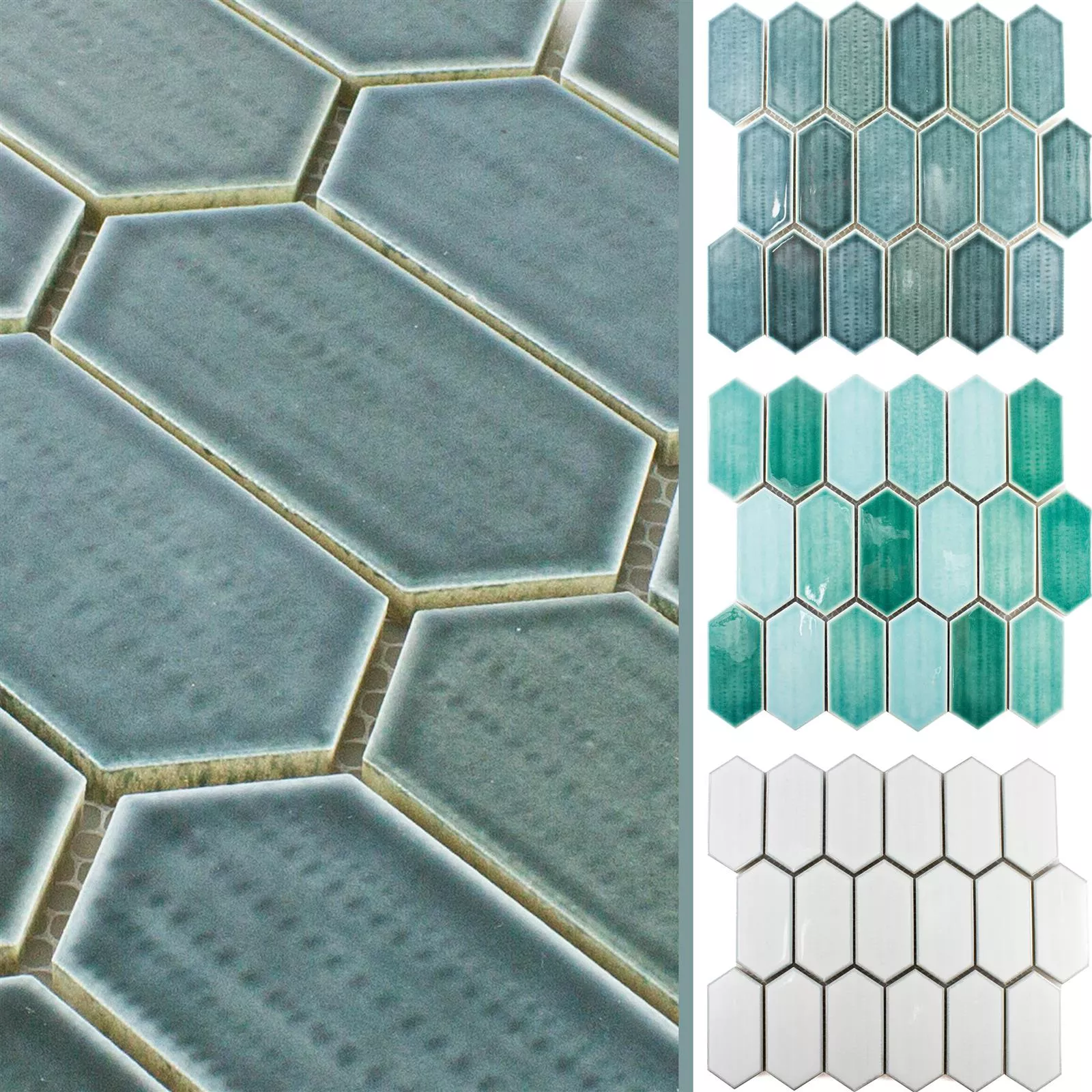 Sample Ceramic Mosaic Tiles McCook Hexagon Long