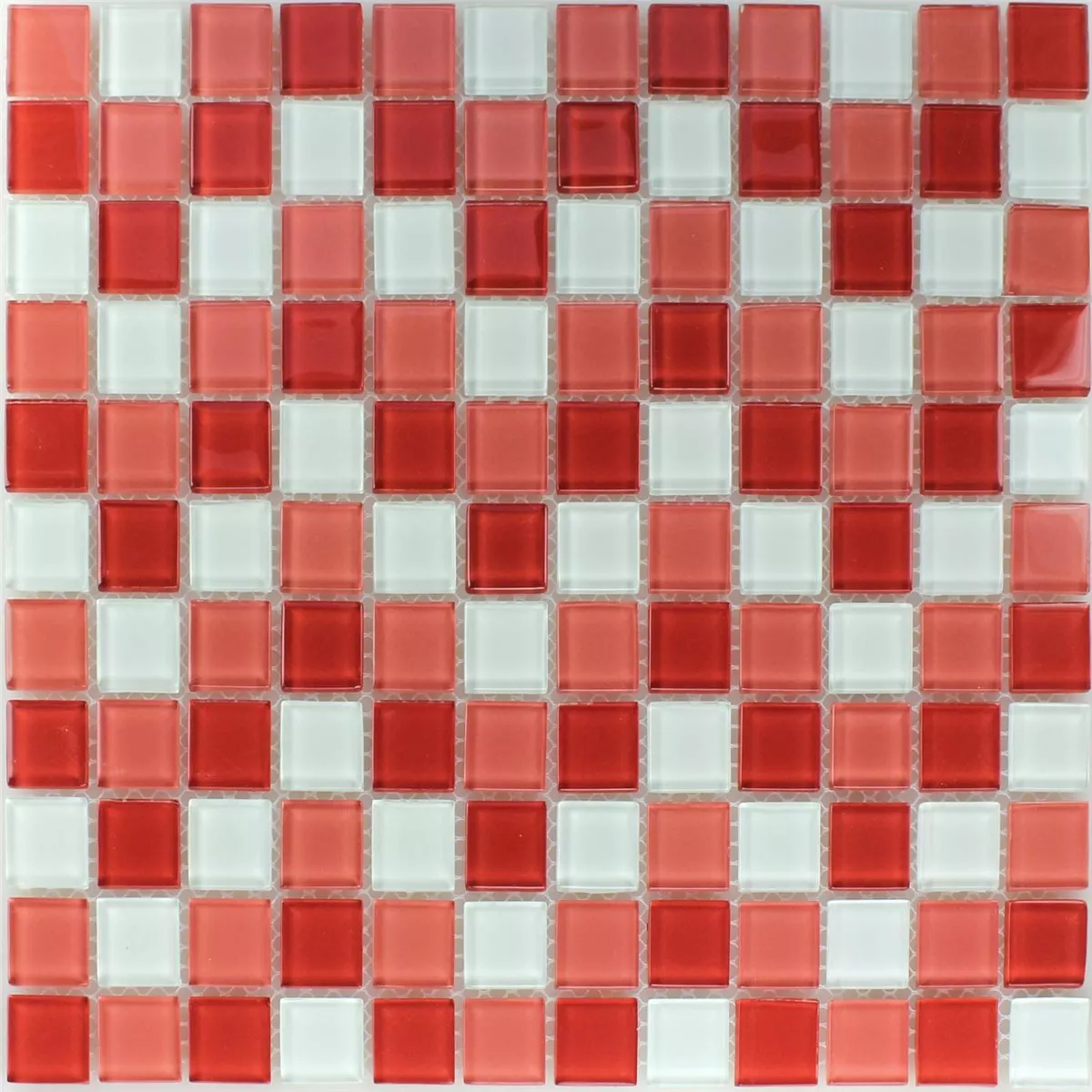 Mosaic Tiles Glass Kozarica White Red Mix 25x25x4mm