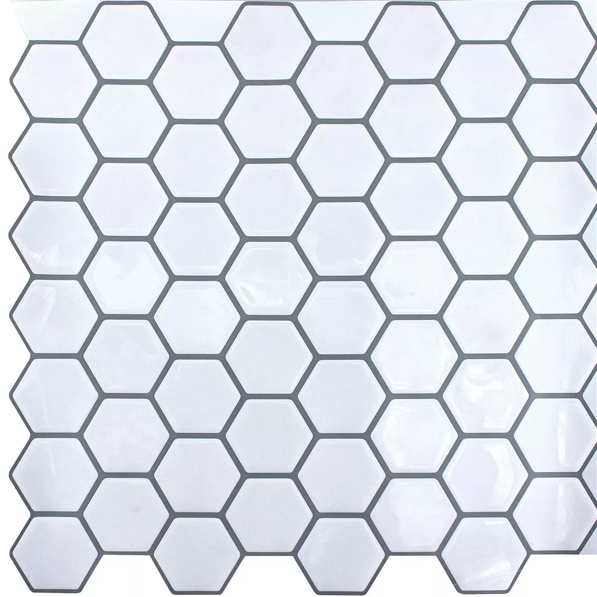 Sample Vinyl Mosaic Tiles Edinburg Hexagon Blanc Self Adhesive