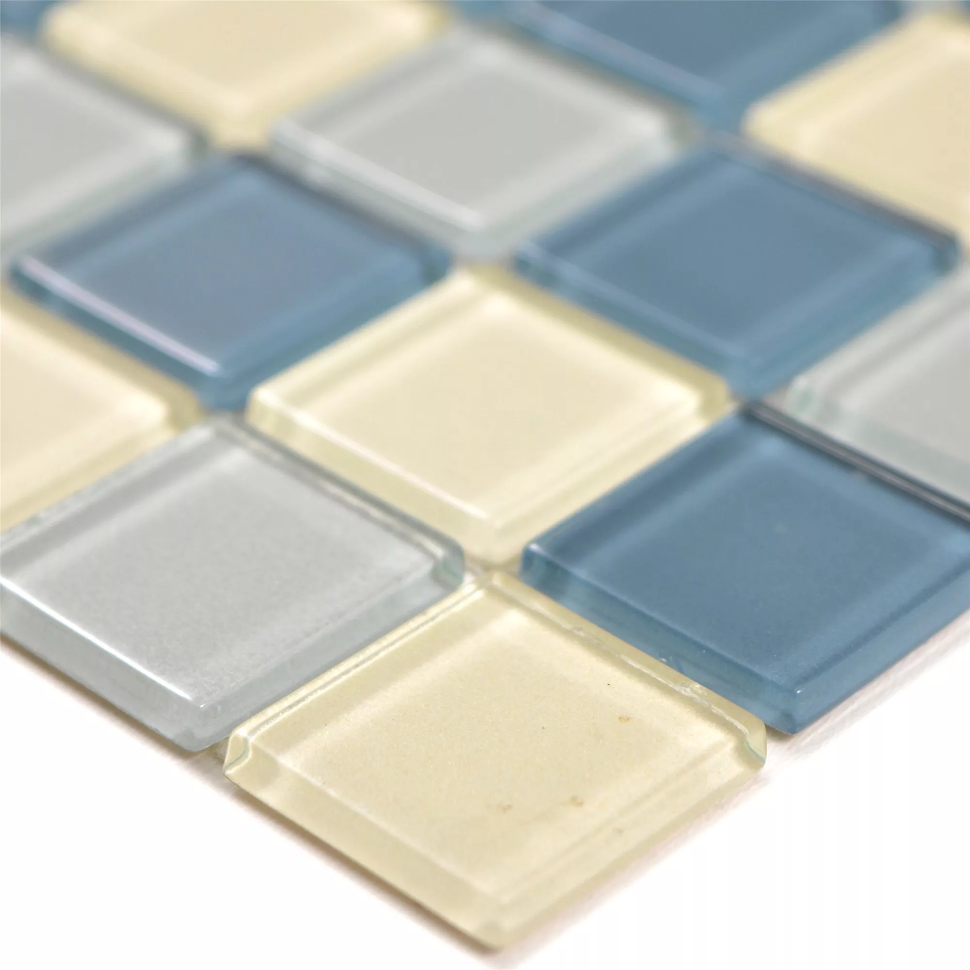 Glass Mosaic Tiles Bommel Silver White Blue