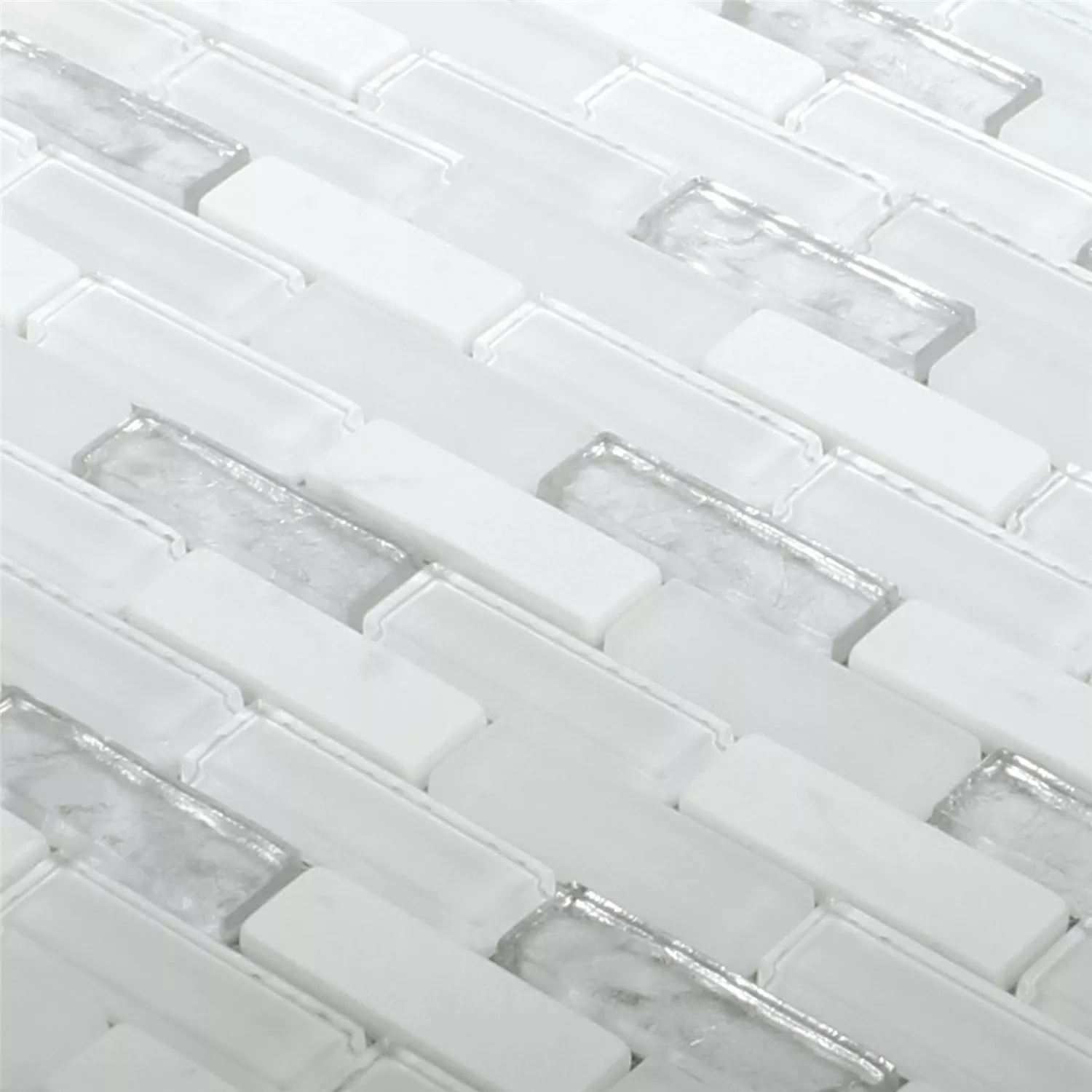 Mosaic Tiles Glass Marble Civan White Silver