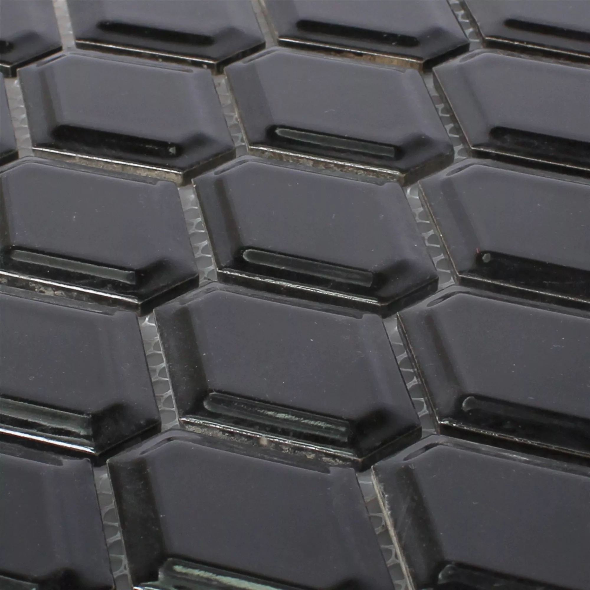 Sample Ceramic Mosaic Tiles Leandro Metro Black Glossy