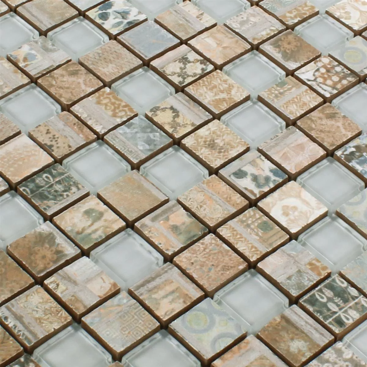Sample Mosaic Tiles Glass Ceramic Bellevue Brown Quadrat