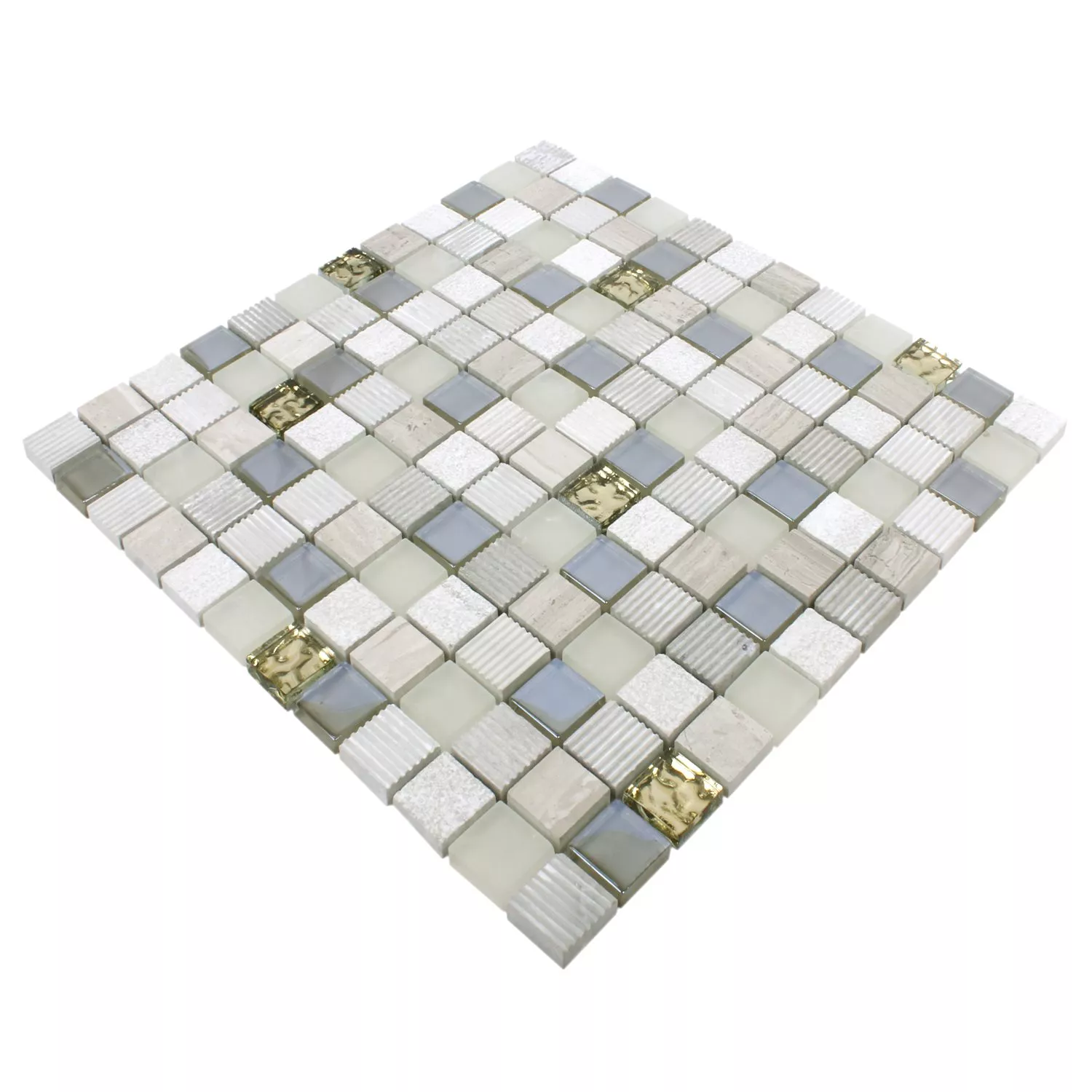 Mosaic Tiles Venzona Light Grey Gold 23