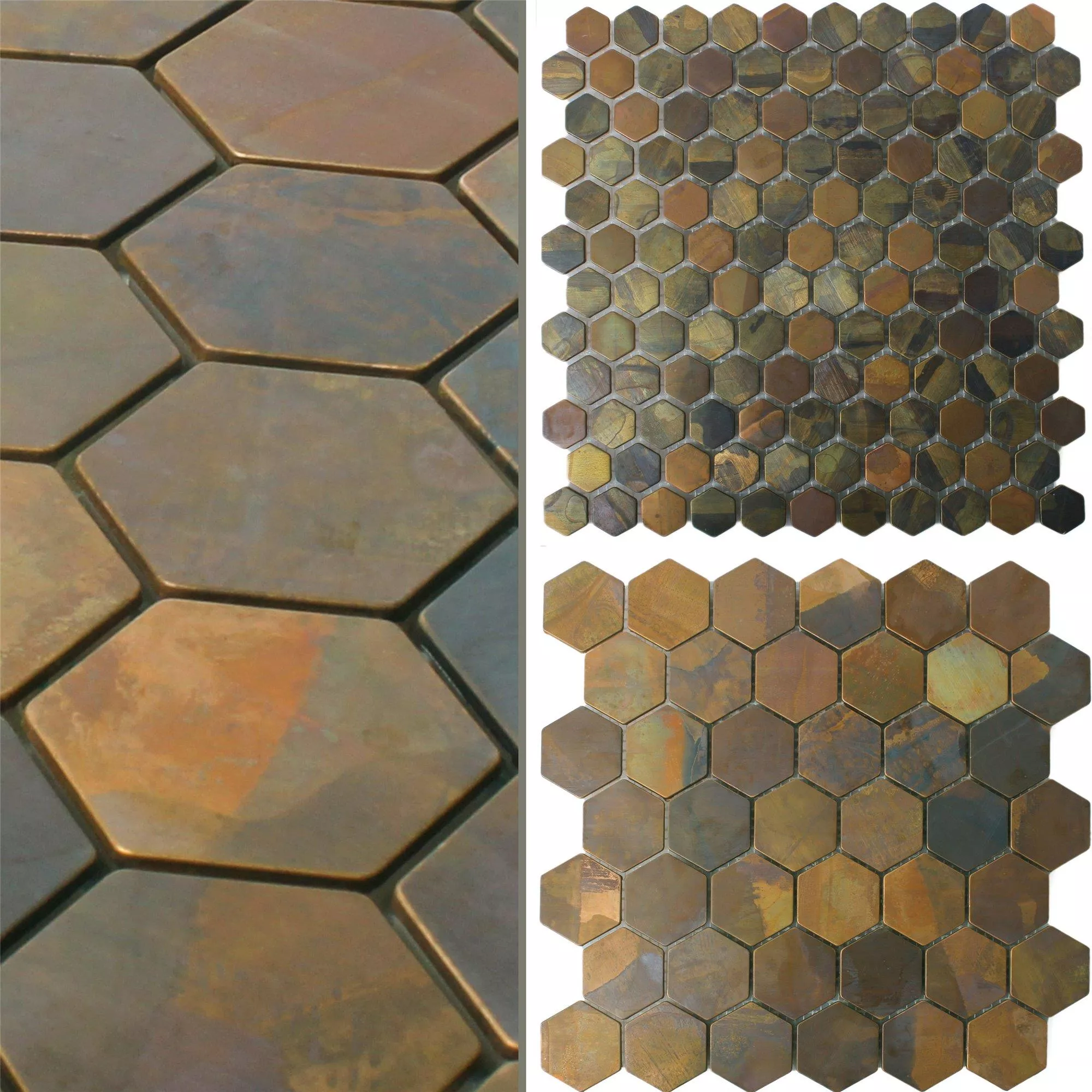Mosaic Tiles Copper Merkur Hexagon Brown