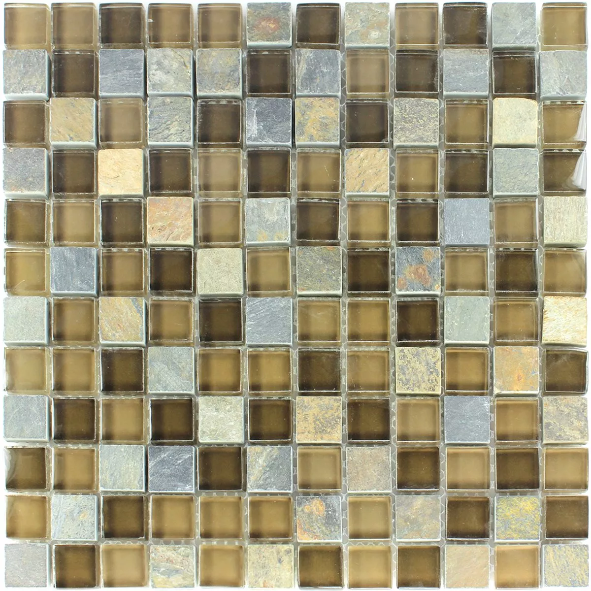 Sample Mosaic Tiles Natural Stone Glass Mocca