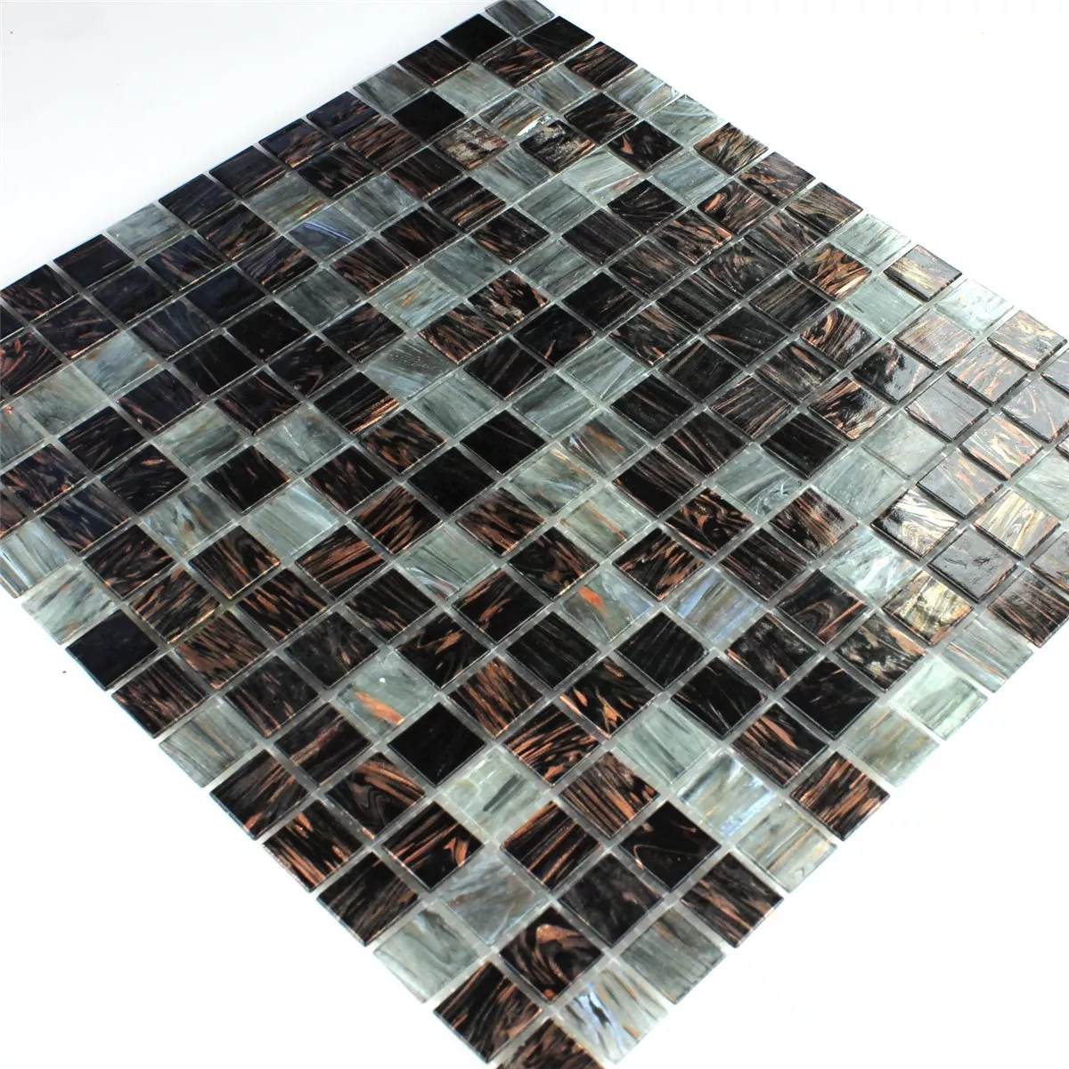 Glass Effect Mosaic Tiles Gold Star Dark Grey