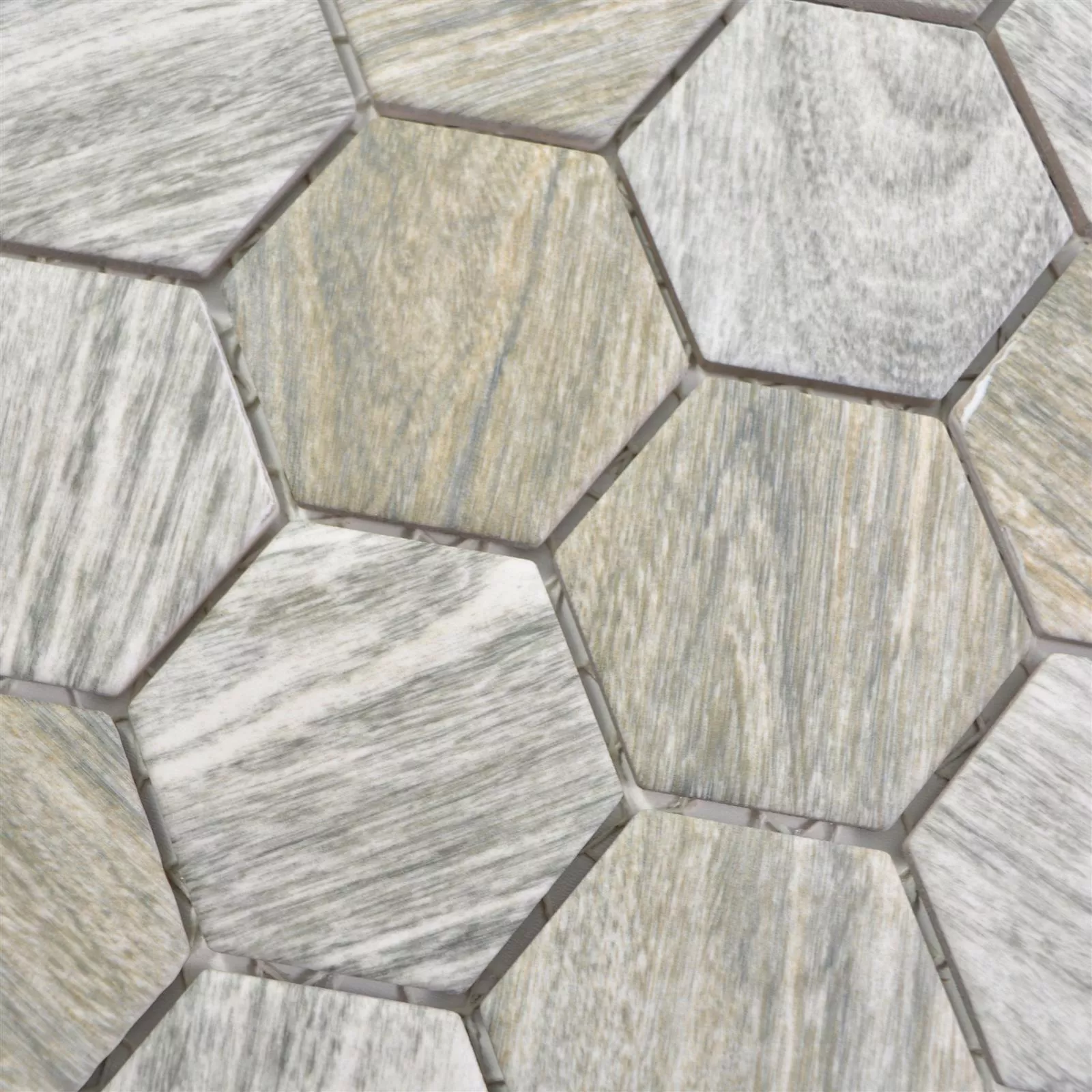 Ceramic Mosaic Duponti Hexagon Wood Optic Grey