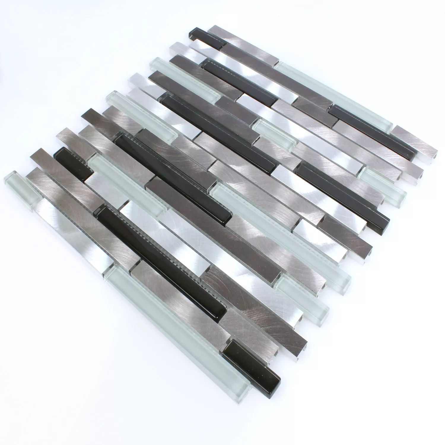 Sample Mosaic Tiles Aluminium Glass Brown Black White Silver