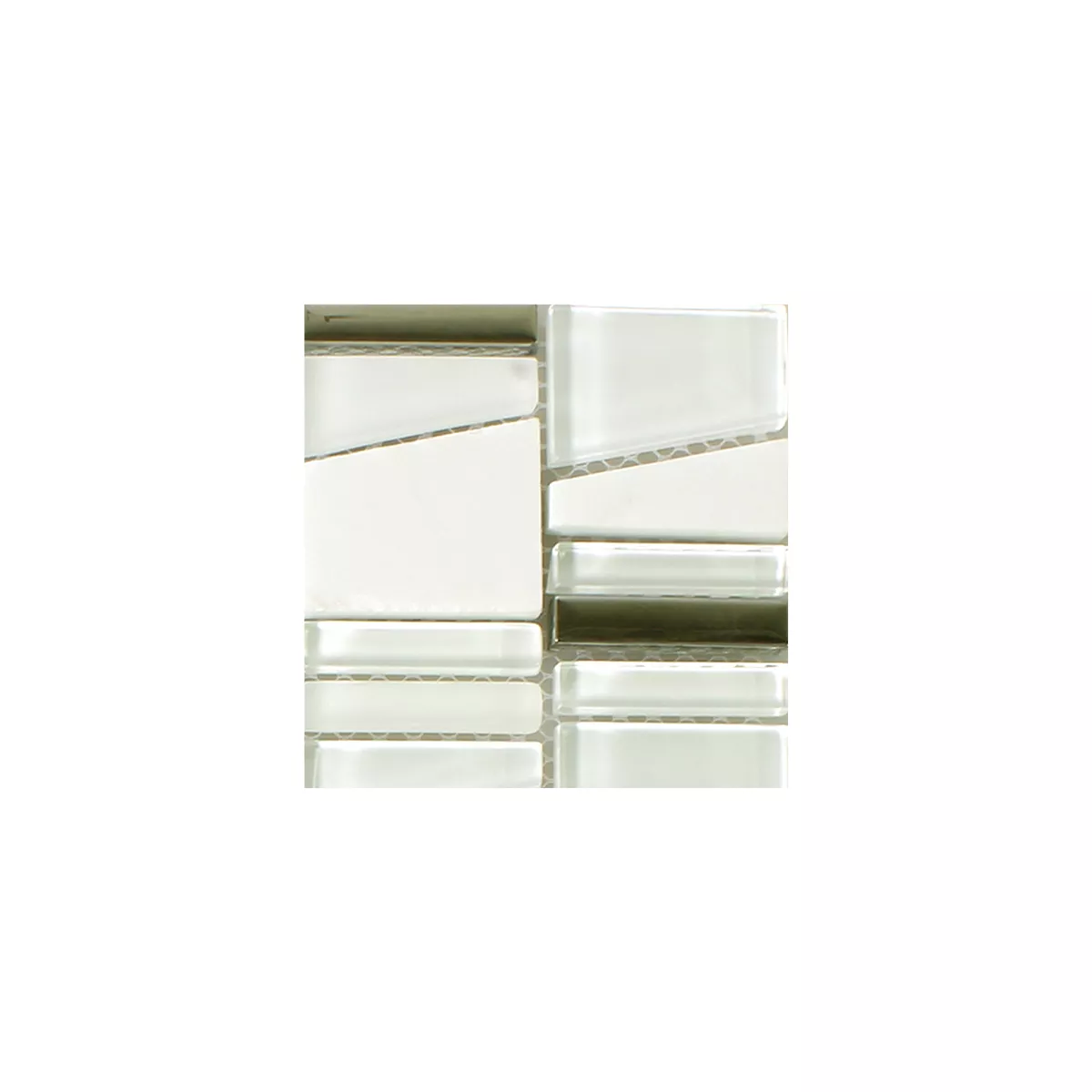 Sample Mosaic Tiles Glass Natural Stone Resin White Effect