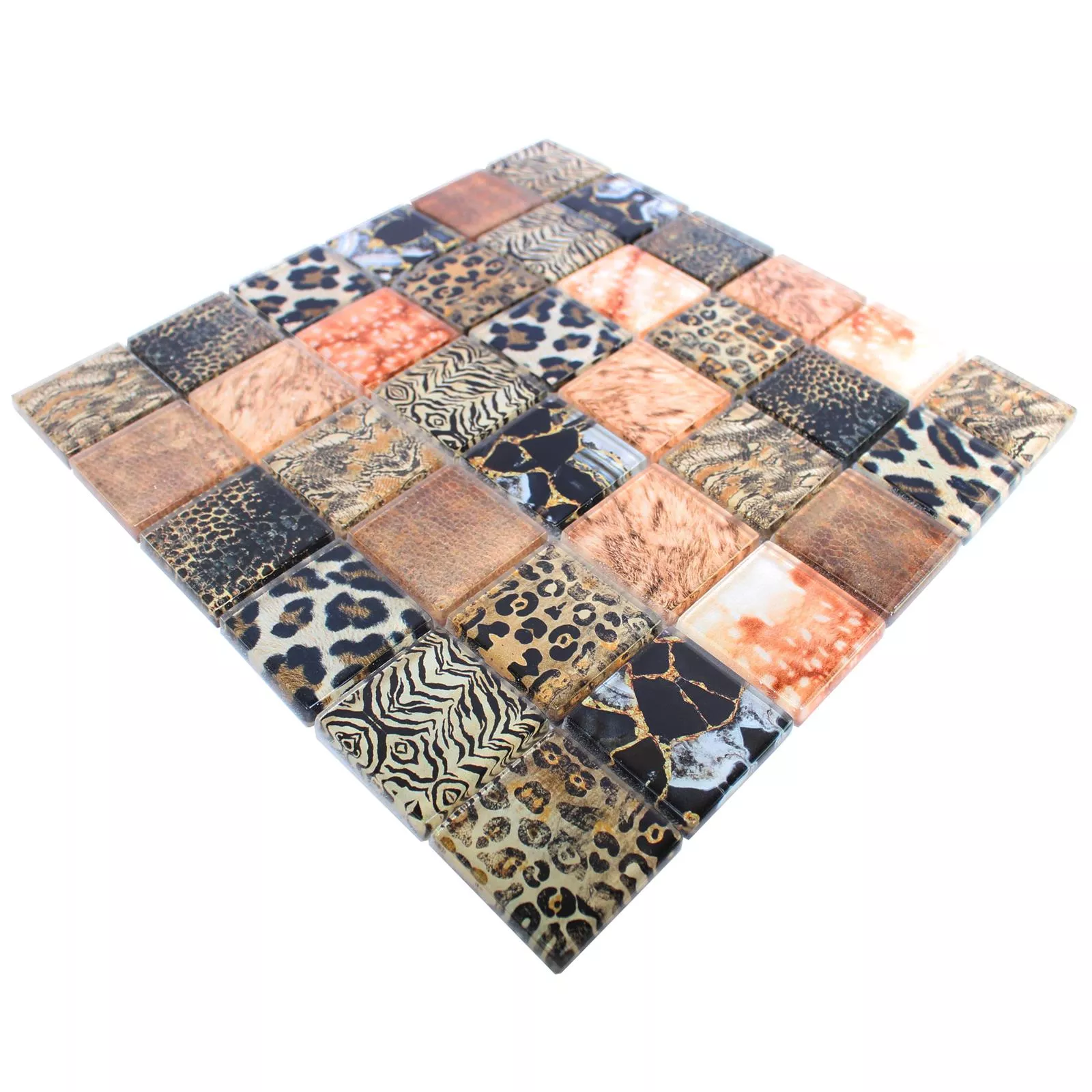 Sample Glass Mosaic Tiles Safari Black Beige