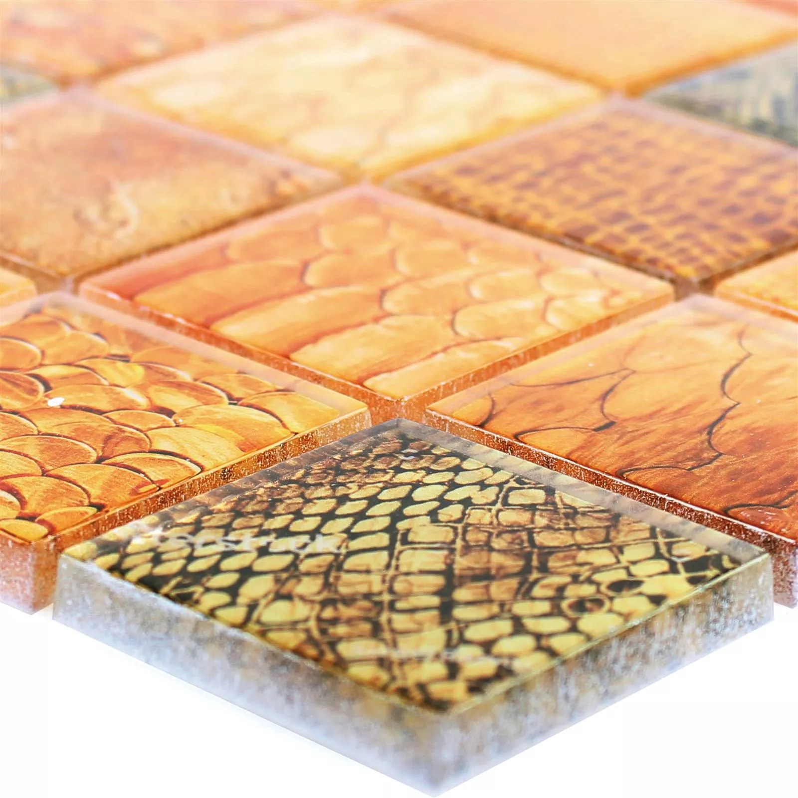 Glass Mosaic Tiles Python Orange