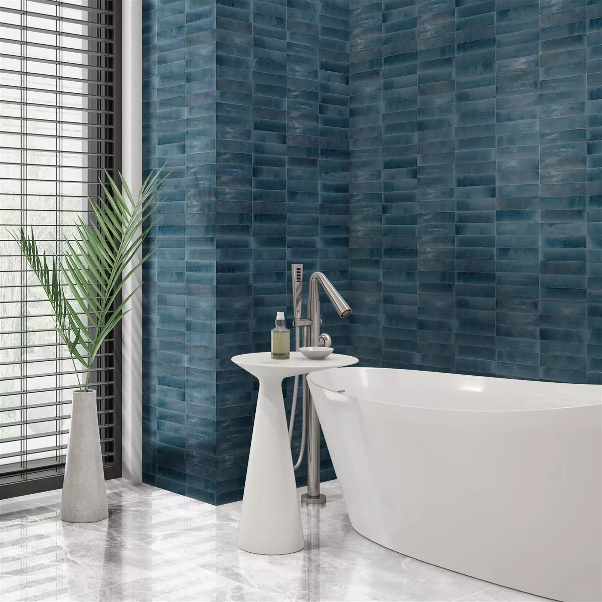 Wall Tiles Laguna Glossy Waved Blue 6x24cm