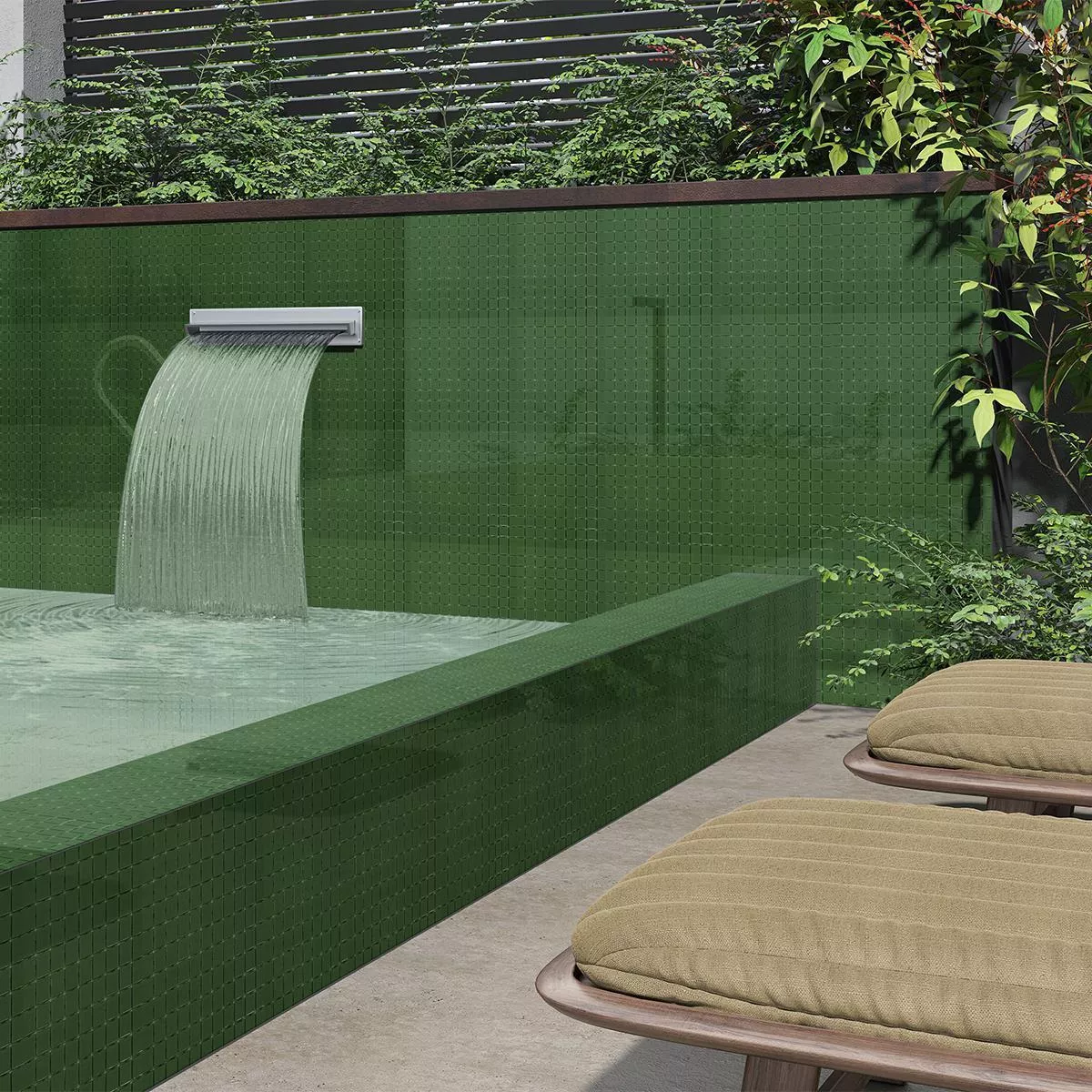 Glass Swimming Pool Mosaic Venetia Dark Green